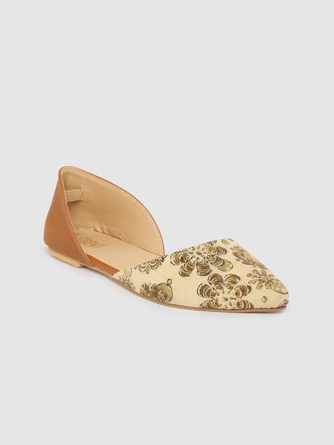 

Taavi Women Beige & Olive Green Ethnic Print Ballerinas
