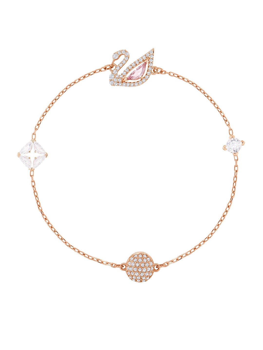 

SWAROVSKI Pink Metal Rose Gold-Plated Link Bracelet