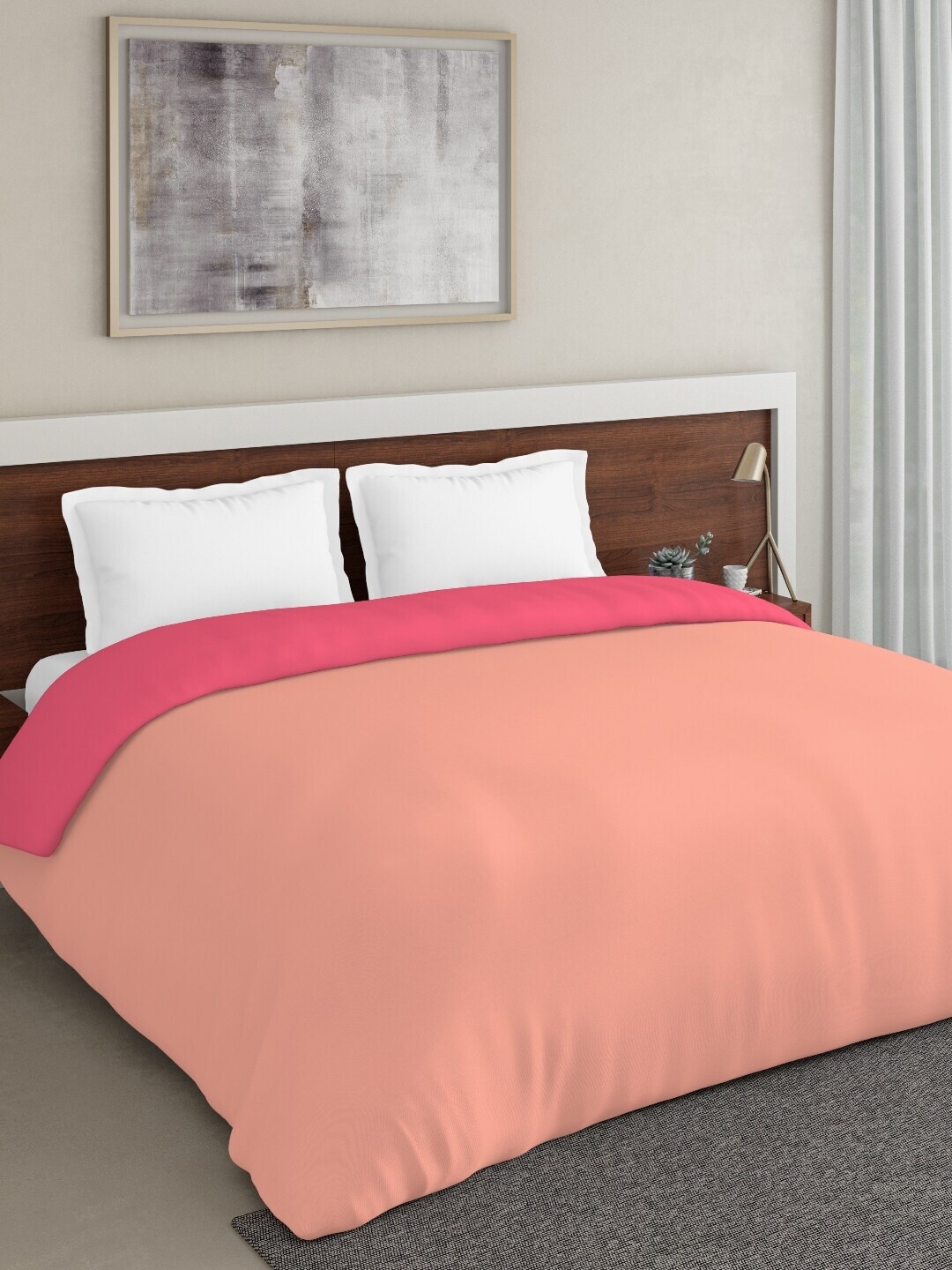 DDecor Peach-Coloured Solid Mild Winter 150 GSM Double Bed Comforter