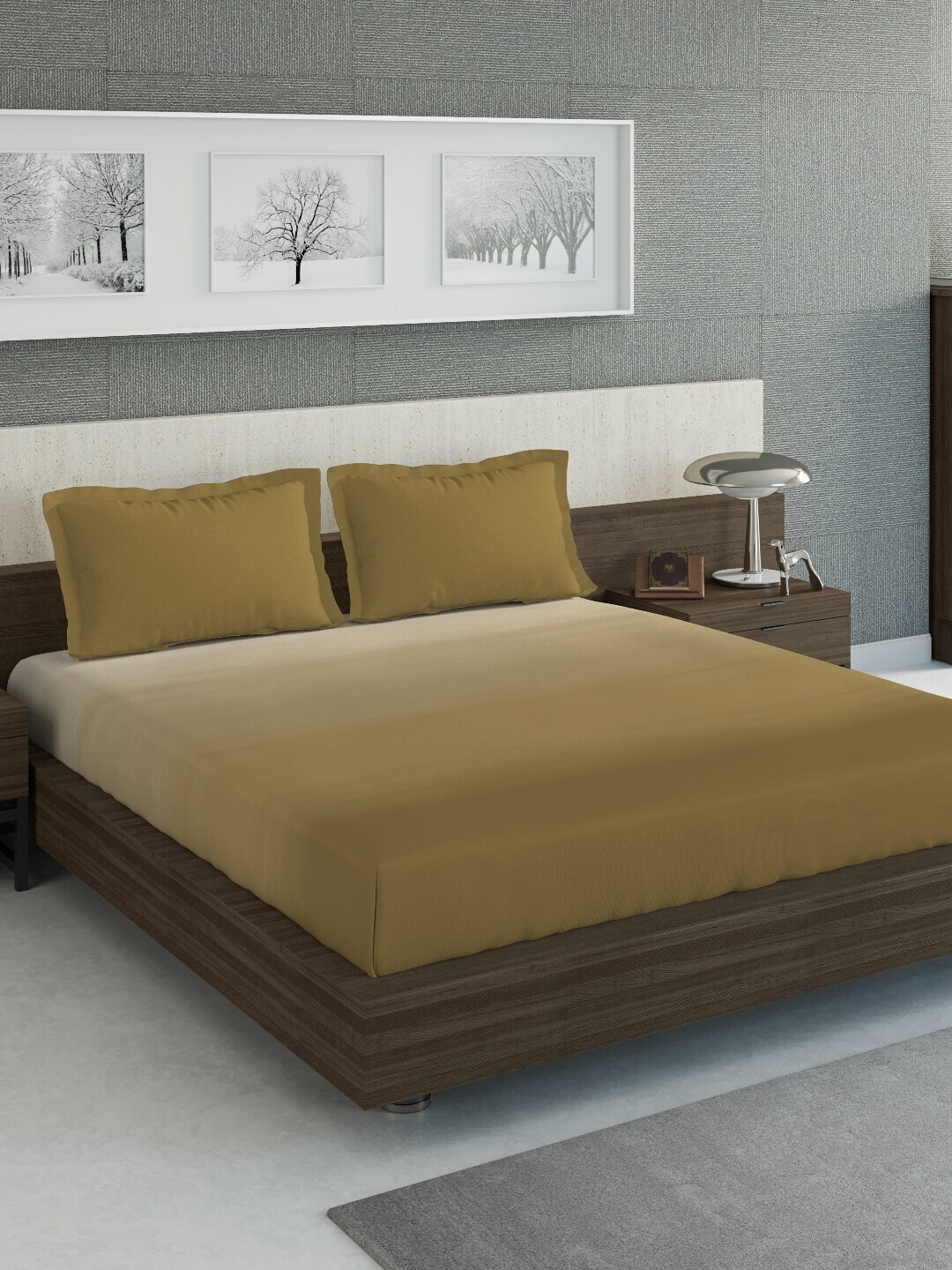 

DDecor Beige Abstract 144 TC Cotton 1 King Bedsheet with 2 Pillow Covers
