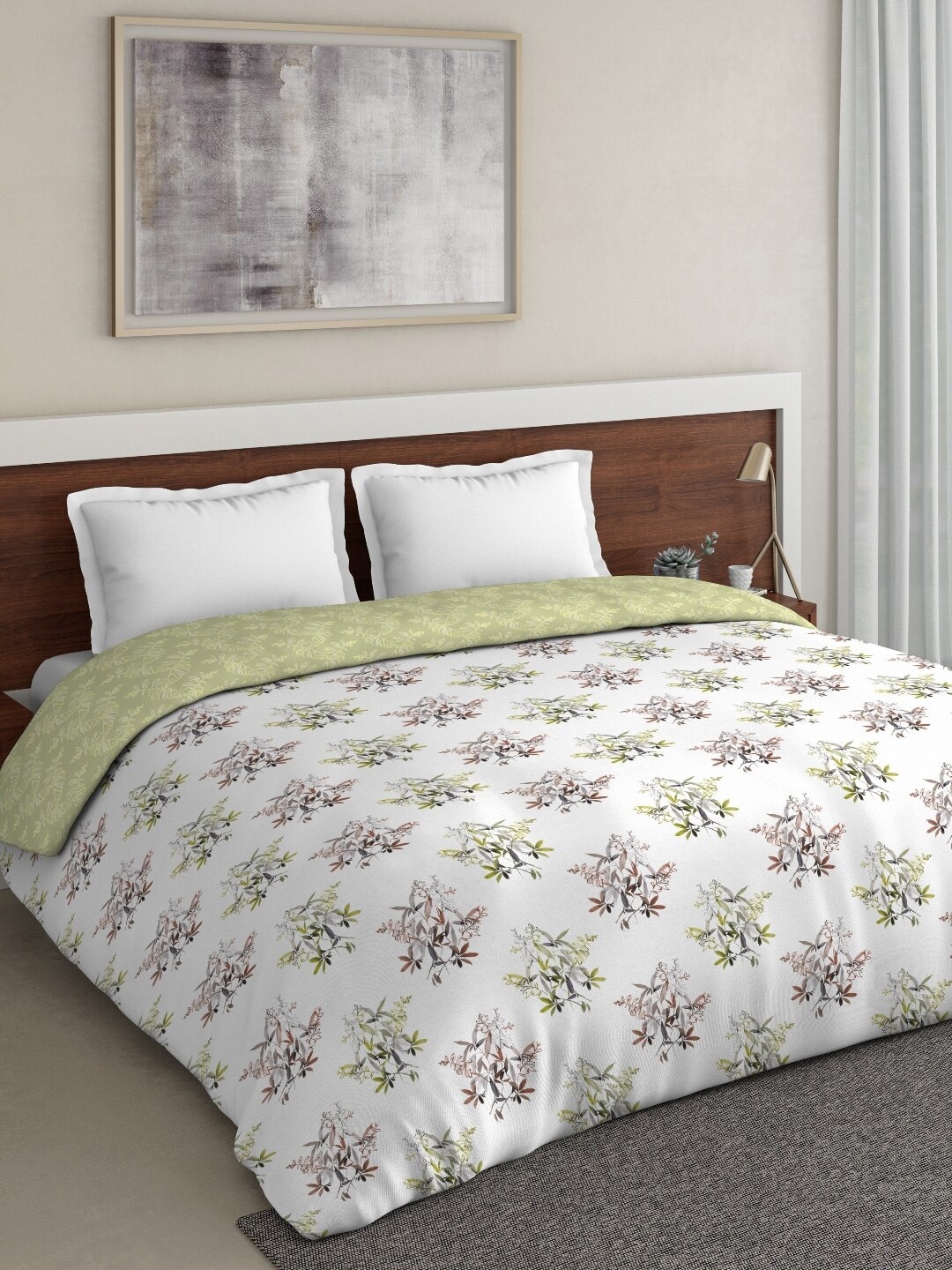 

DDecor White & Green Floral Mild Winter 150 GSM Double Bed Dohar