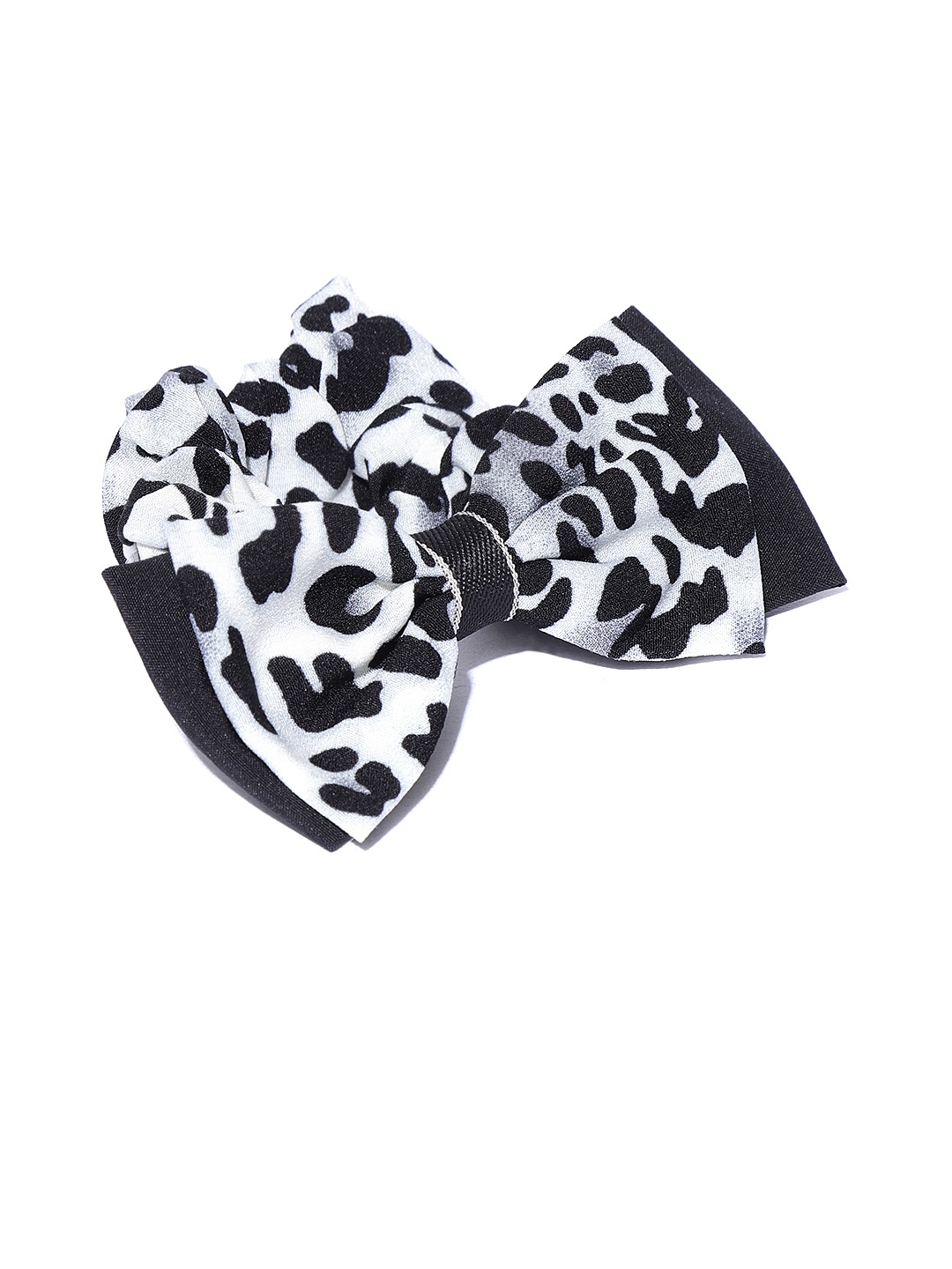 

Blueberry Women Black & White Leopard Print Scrunchie with Bow Detail