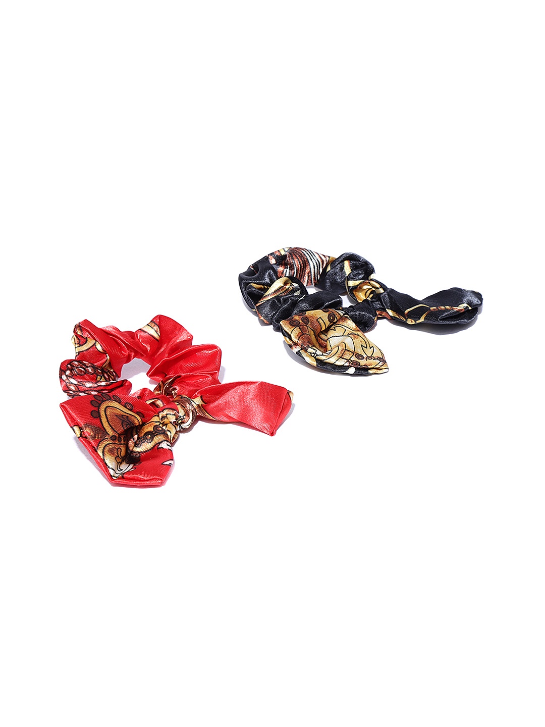 

Blueberry Set of 2 Printed Scrunchies with Bow Detail, Red