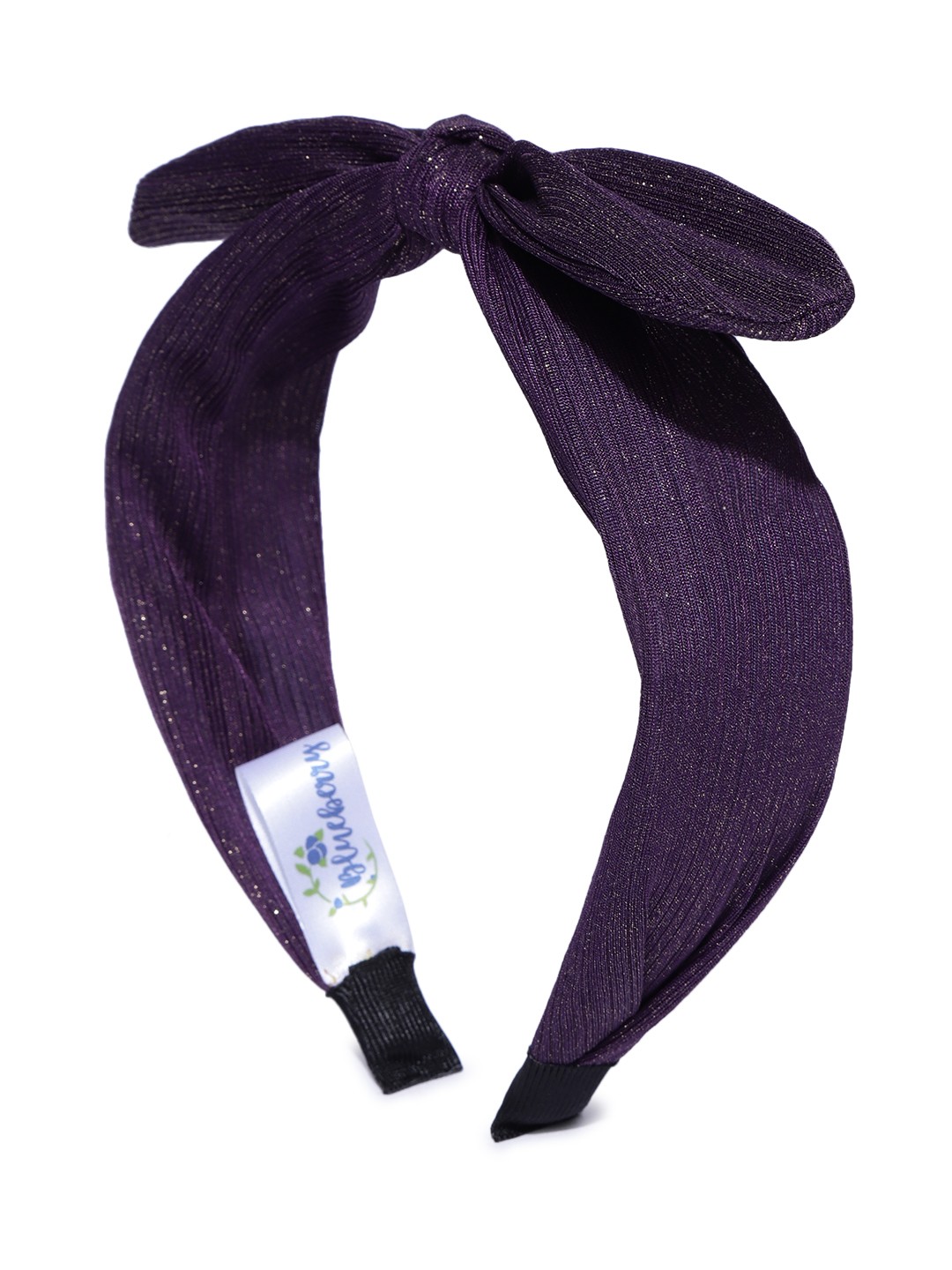 

Blueberry Purple & Silver Self-Striped Hairband with Bow Detail