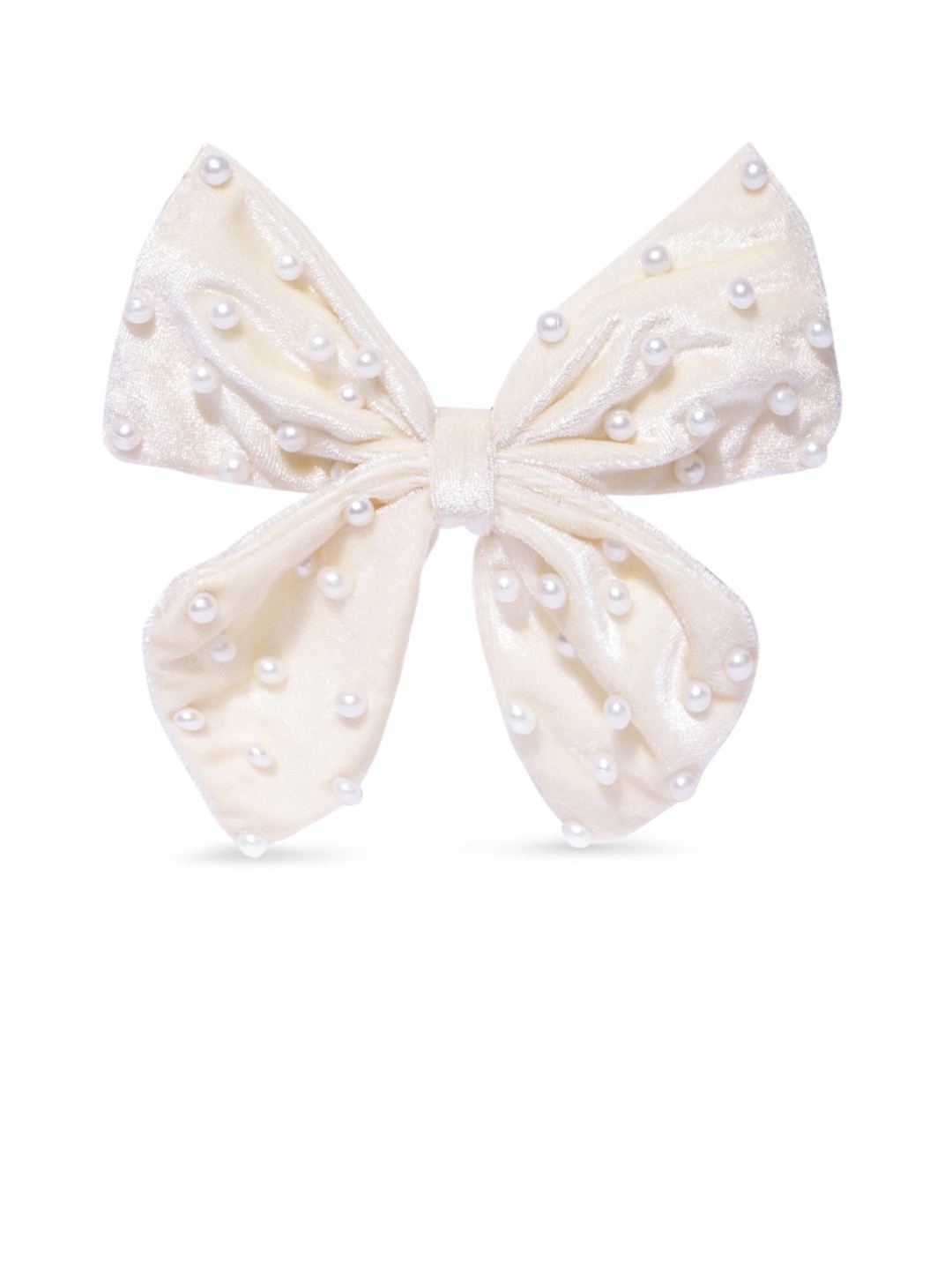 

Blueberry Women Cream-Coloured & White Velvet Beaded French Barrette