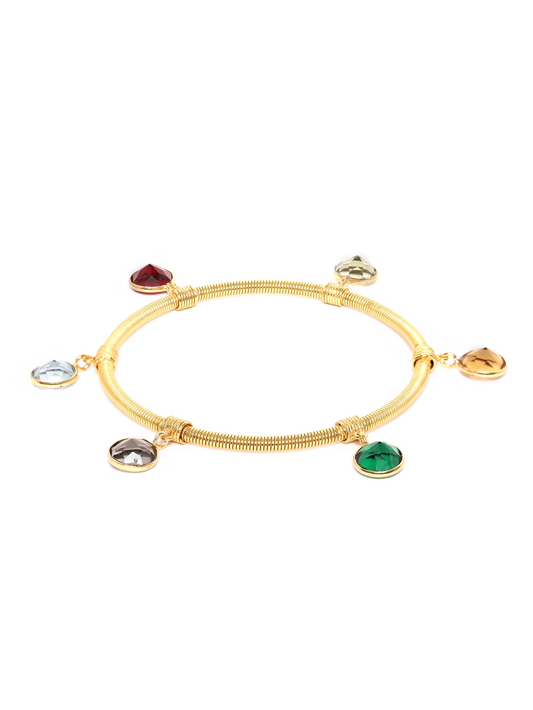 

Blueberry Multicoloured 14K Gold-Plated Bangle with Semiprecious Stone-Studded Charms, Multi