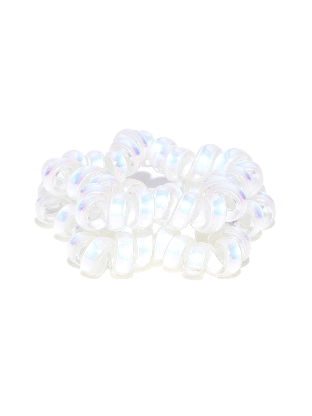 

Blueberry Set of 2 Off-White Geometric Shaped Spiral Scrunchies
