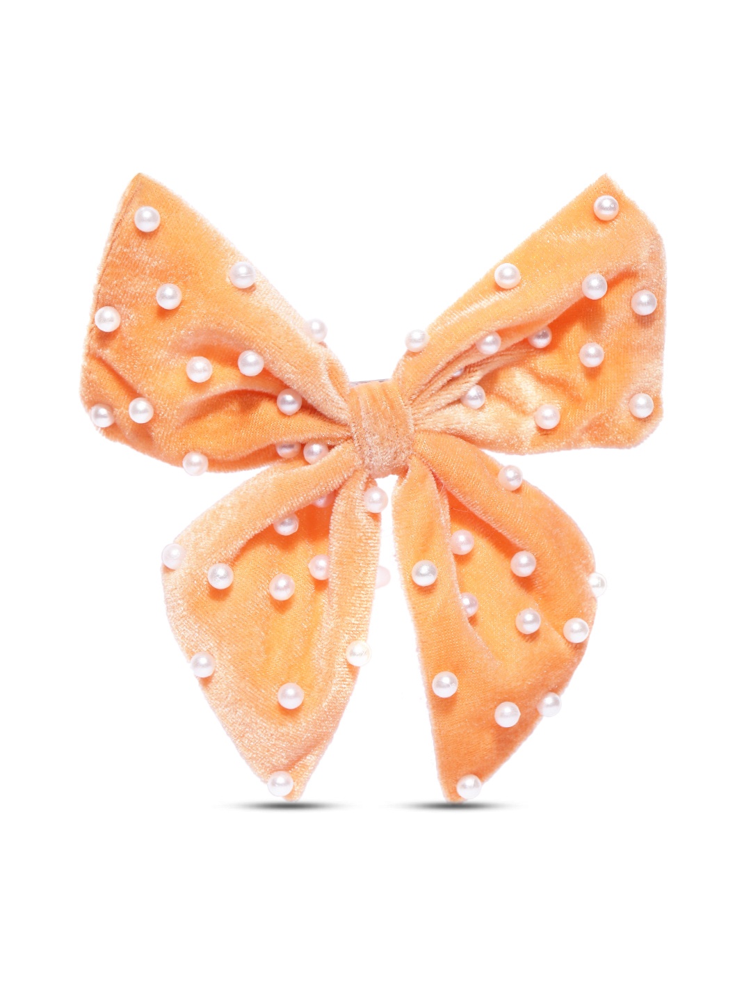 

Blueberry Orange & White Velvet Beaded French Barrette