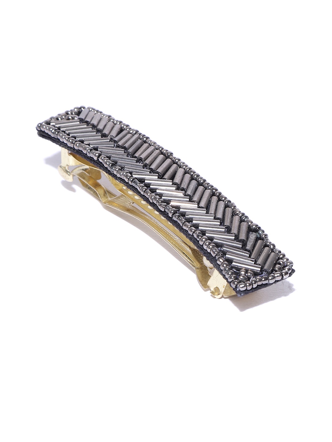 

Blueberry Gunmetal-Toned Embellished French Barrette, Metallic