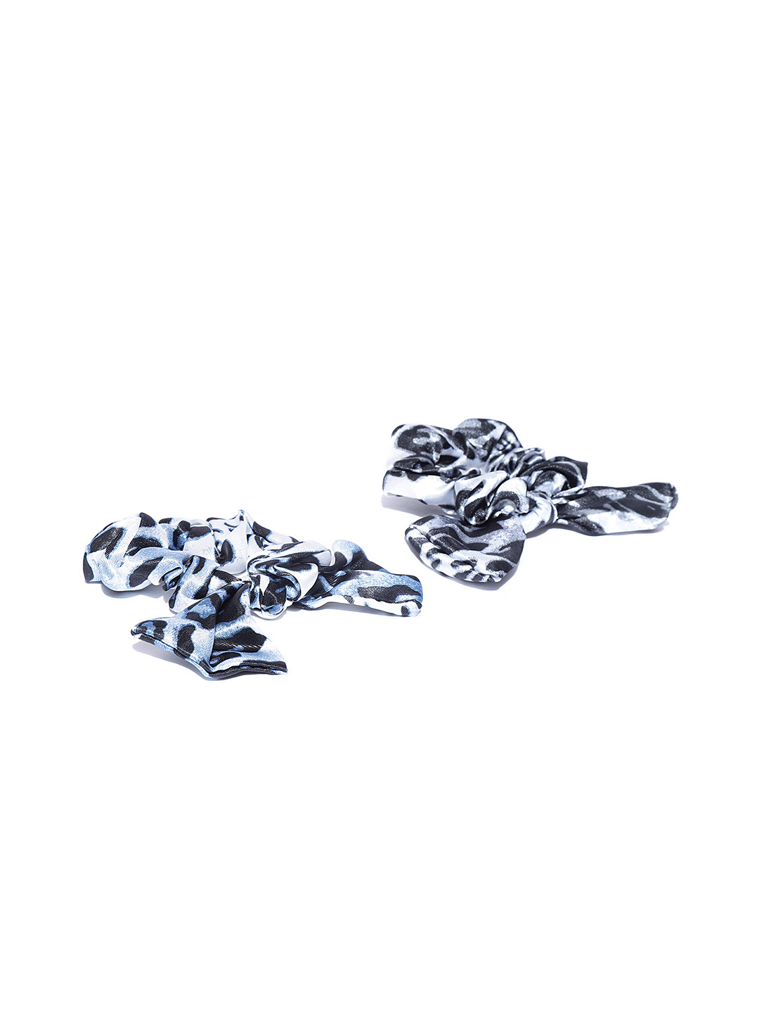 

Blueberry Set of 2 Leopard Print Scrunchies with Bow Detail, Blue