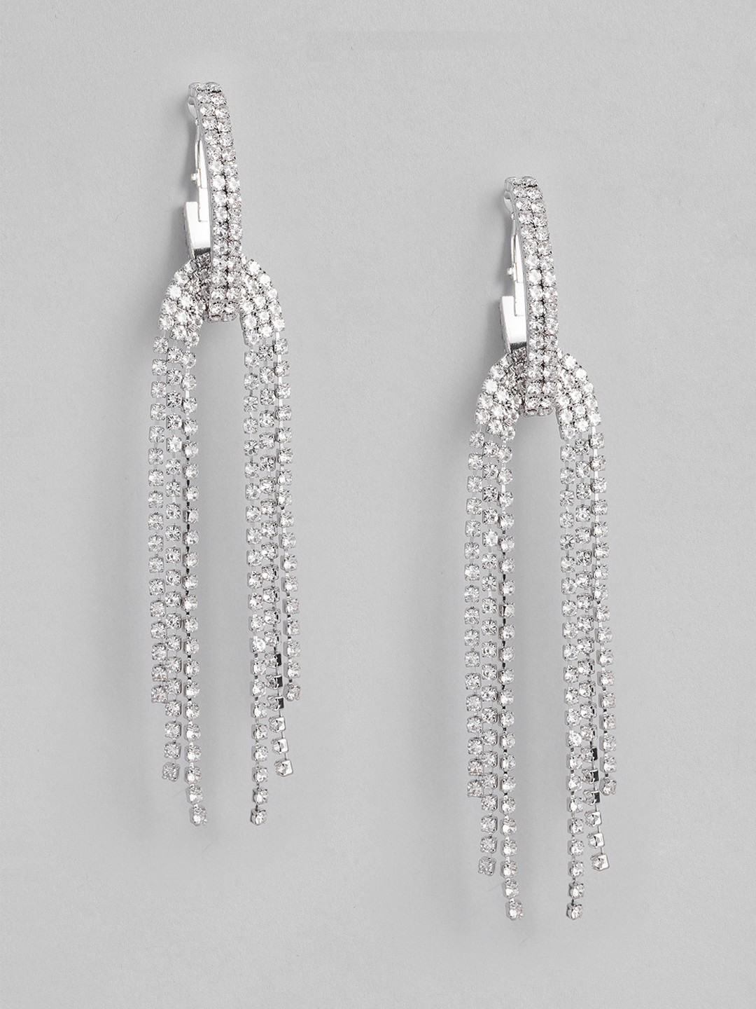 

DressBerry Silver-Toned Embellished Contemporary Drop Earrings