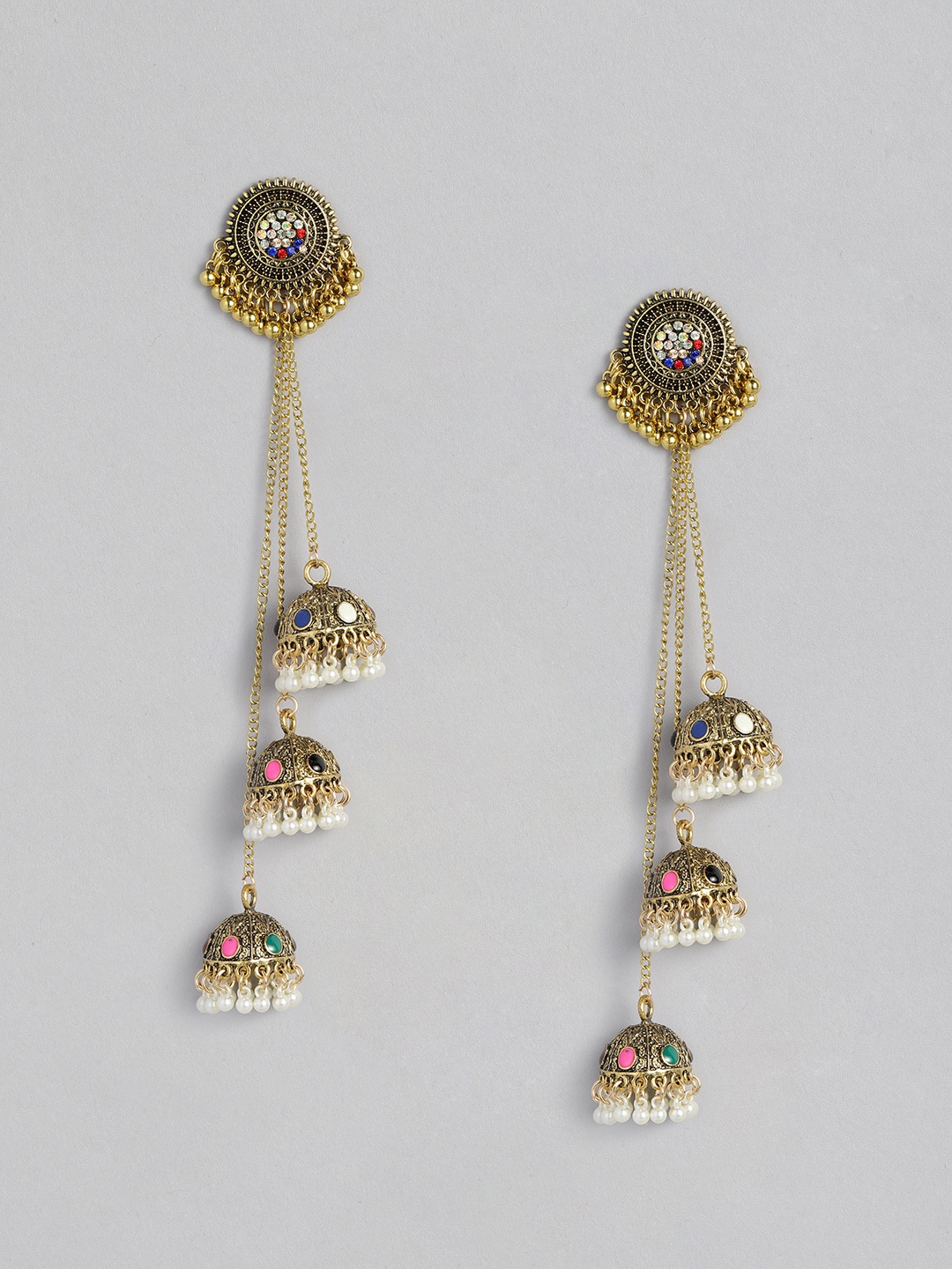 

Anouk Antique Gold-Toned Dome Shaped Drop Earrings