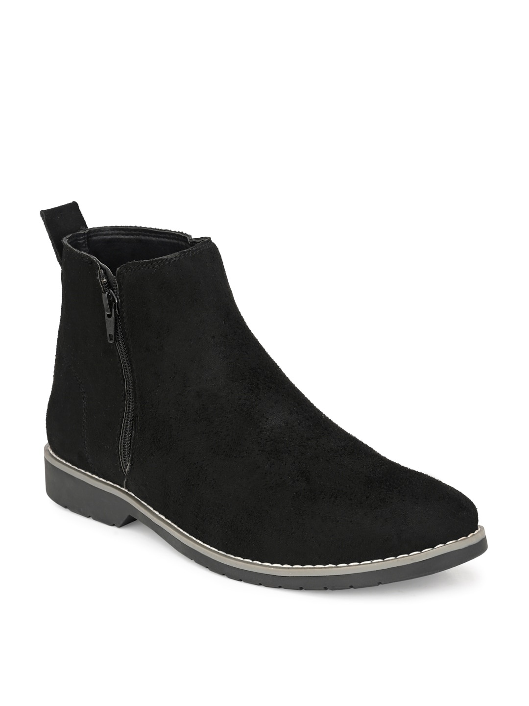 

Fentacia Men Black Solid Synthetic Suede High-Top Flat Boots