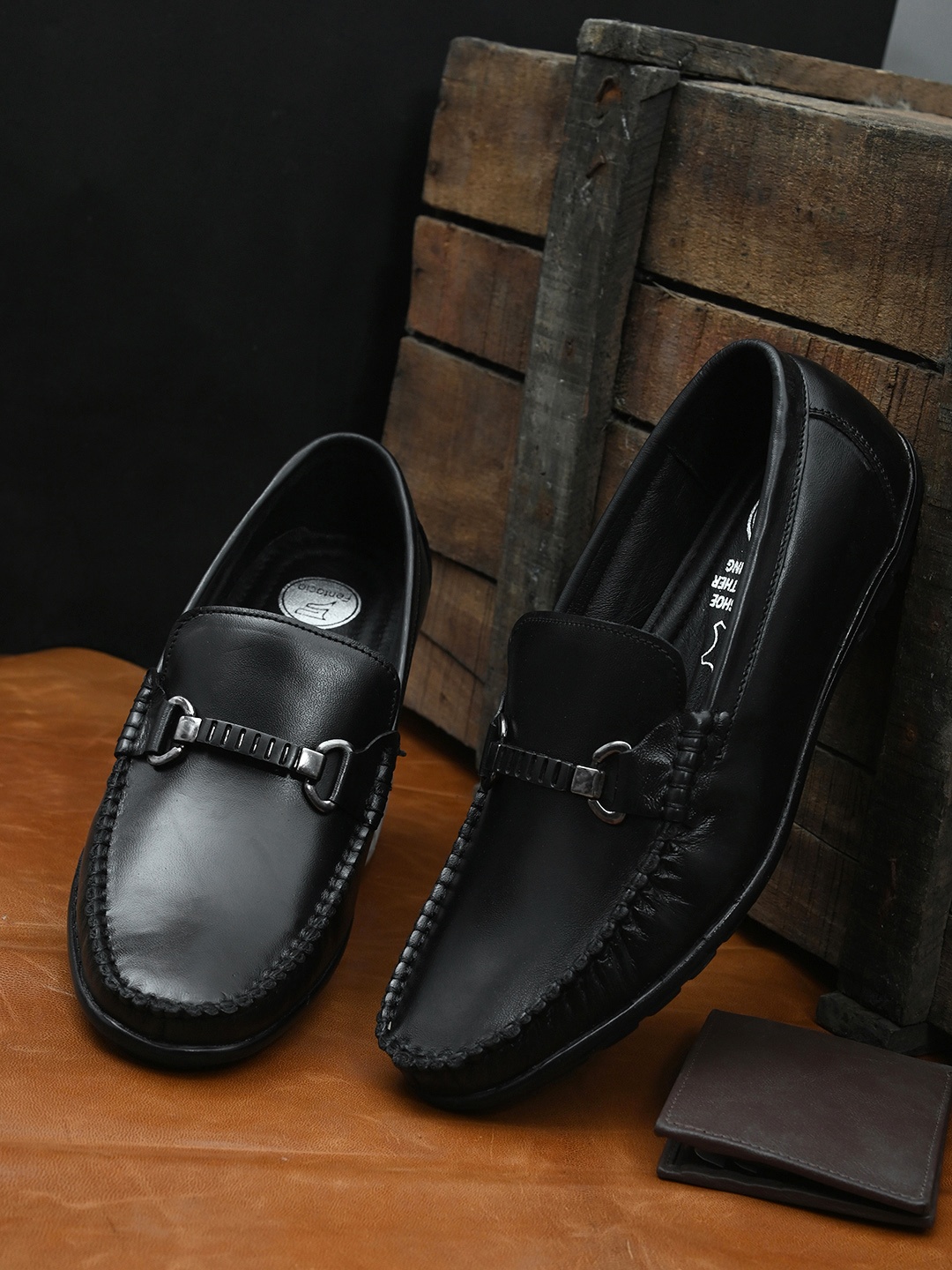 

Fentacia Men Black Solid Genuine Leather Formal Loafers