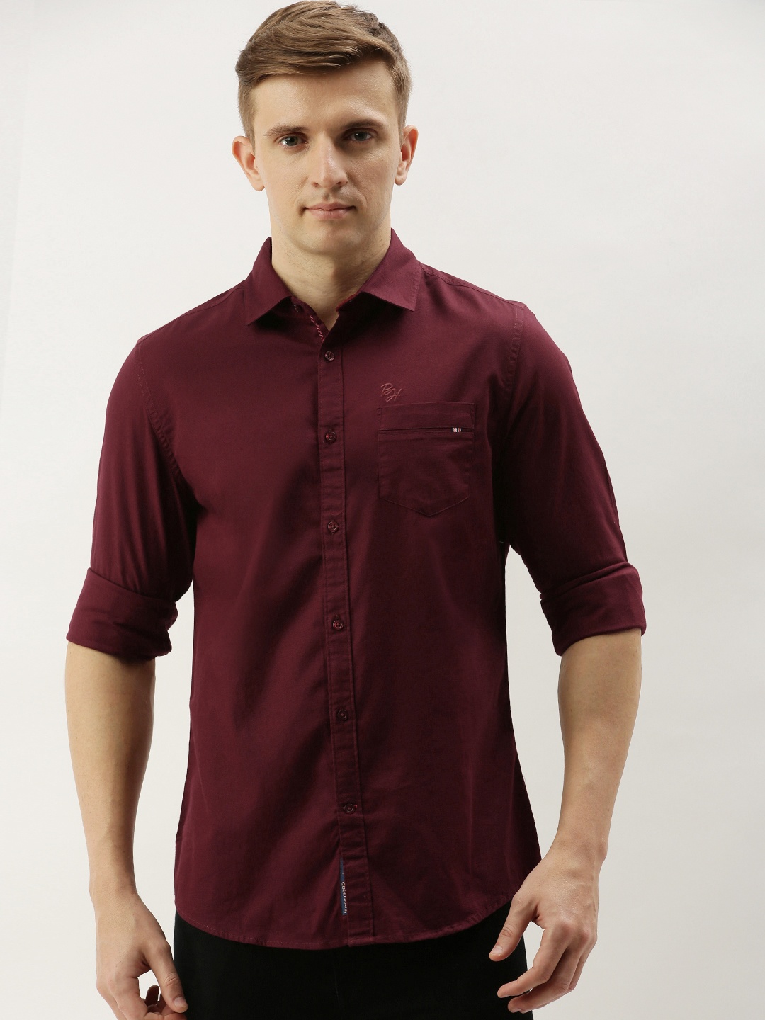 

Being Human Clothing Men Maroon Slim Fit Solid Casual Shirt