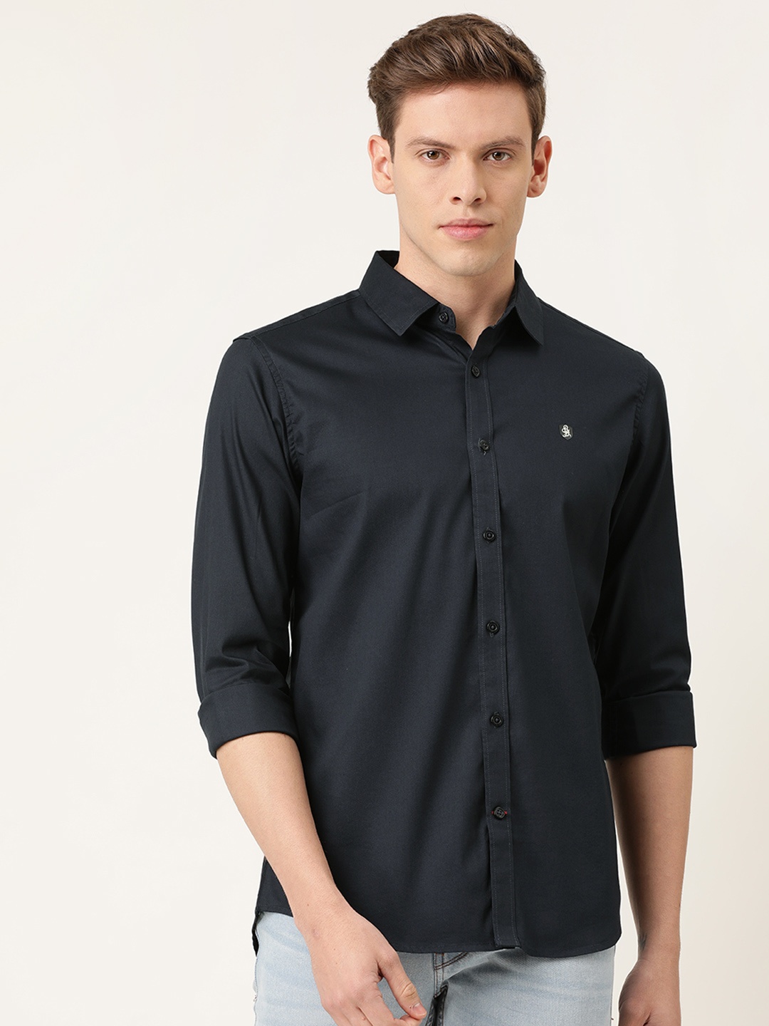 

Being Human Men Navy Blue Slim Fit Solid Casual Shirt