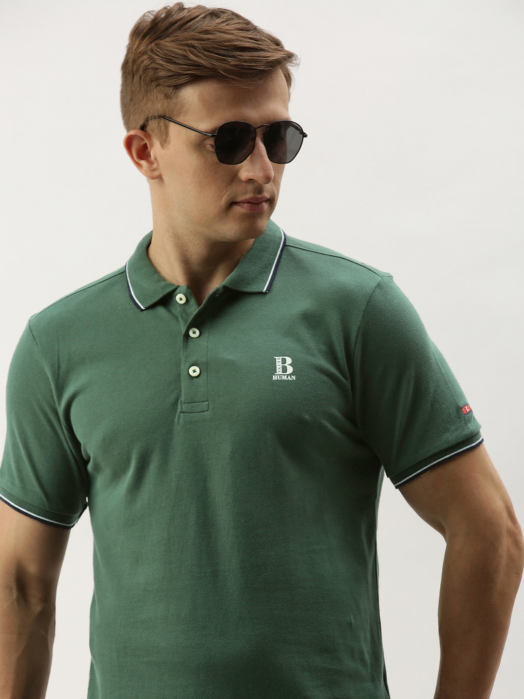 

Being Human Men Green Solid Polo Collar T-shirt