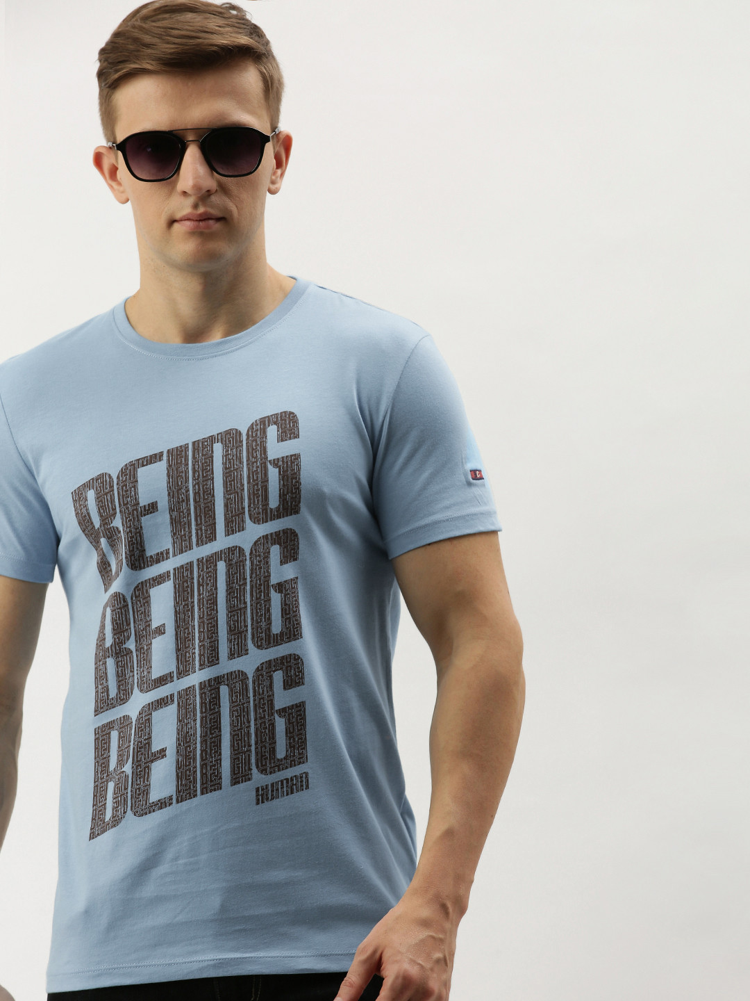 

Being Human Men Blue Printed Round Neck T-shirt