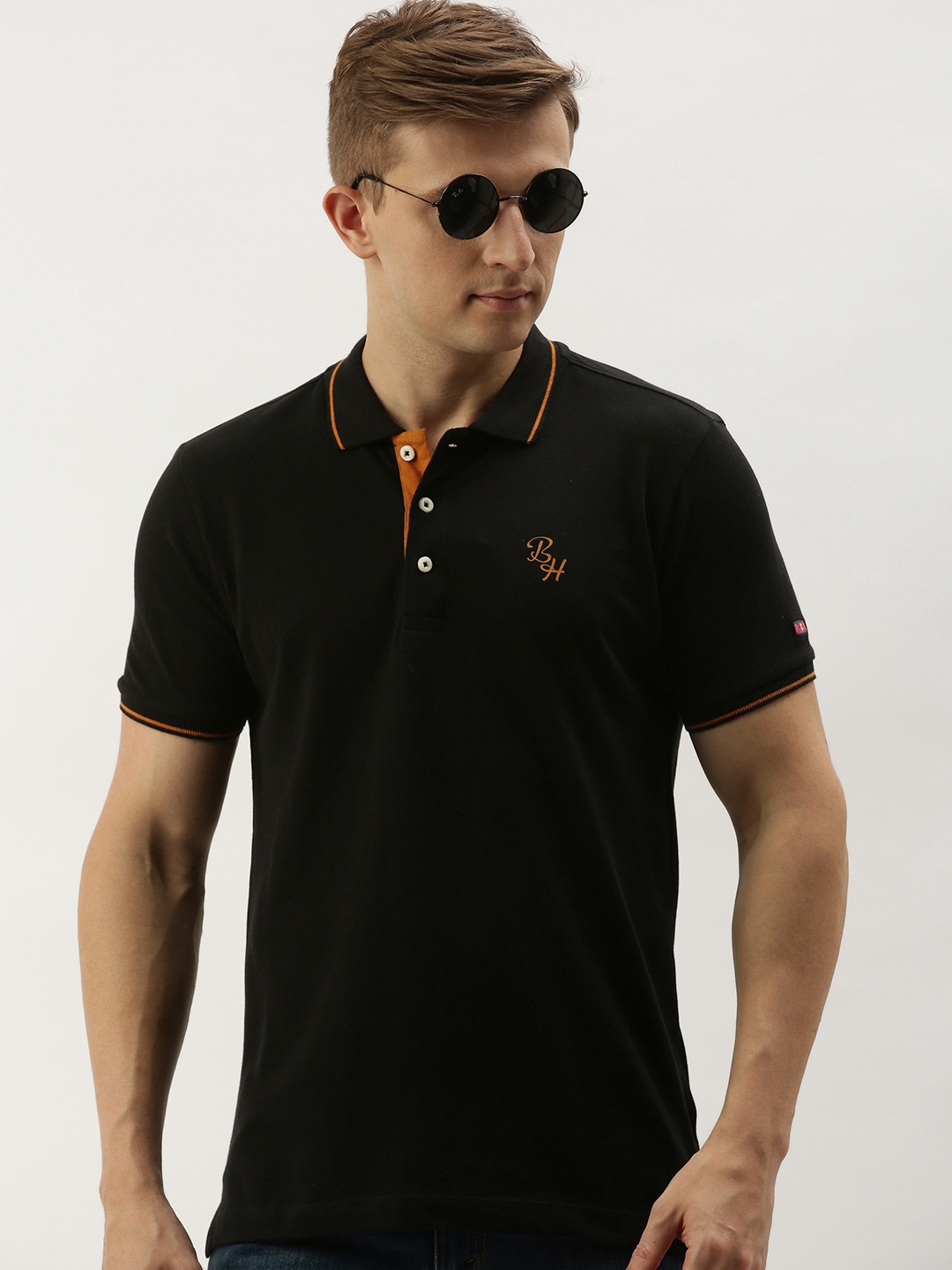 

Being Human Men Black Solid Polo Collar T-shirt