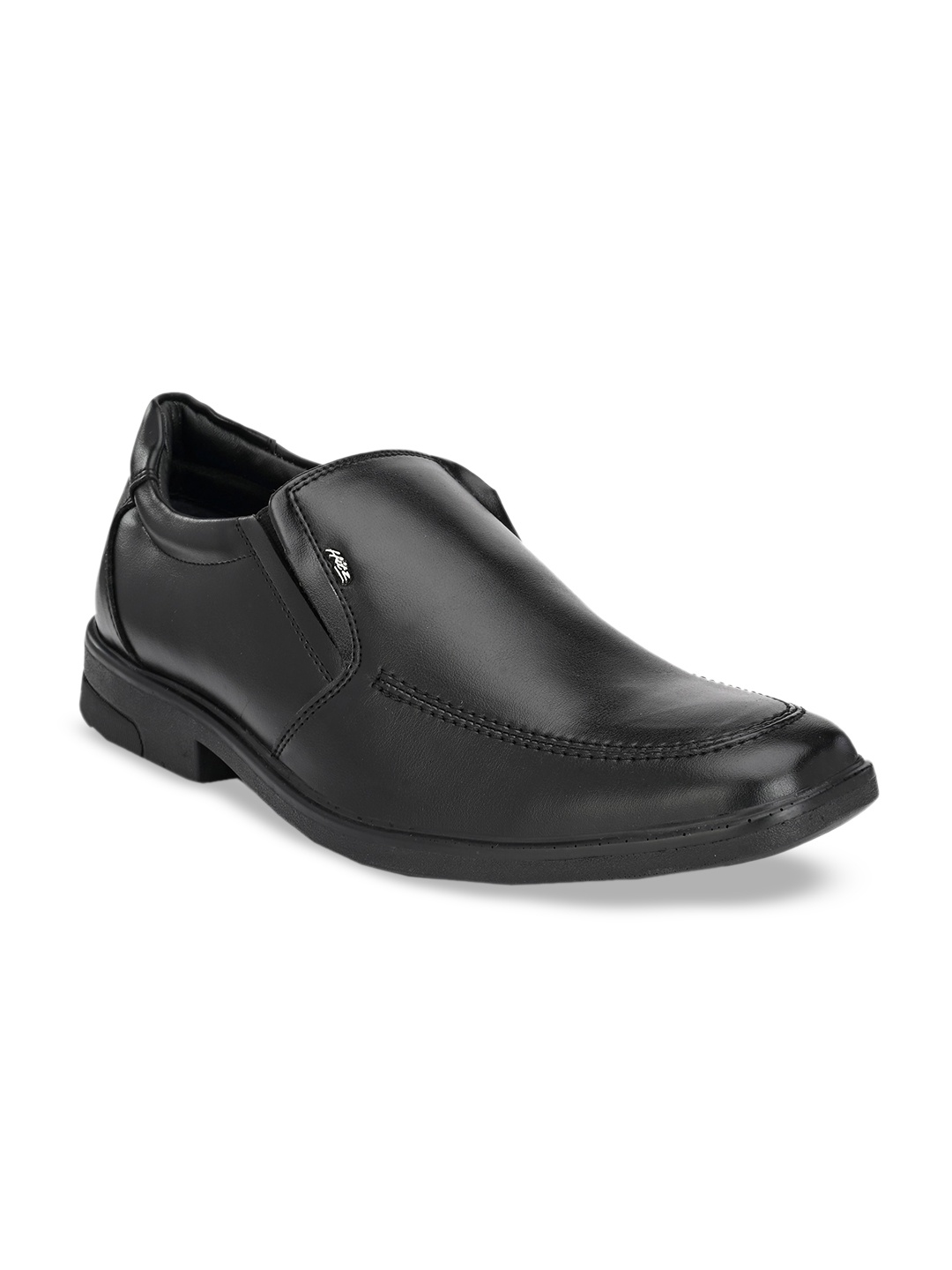 

Hitz Men Black Solid Leather Formal Slip-Ons