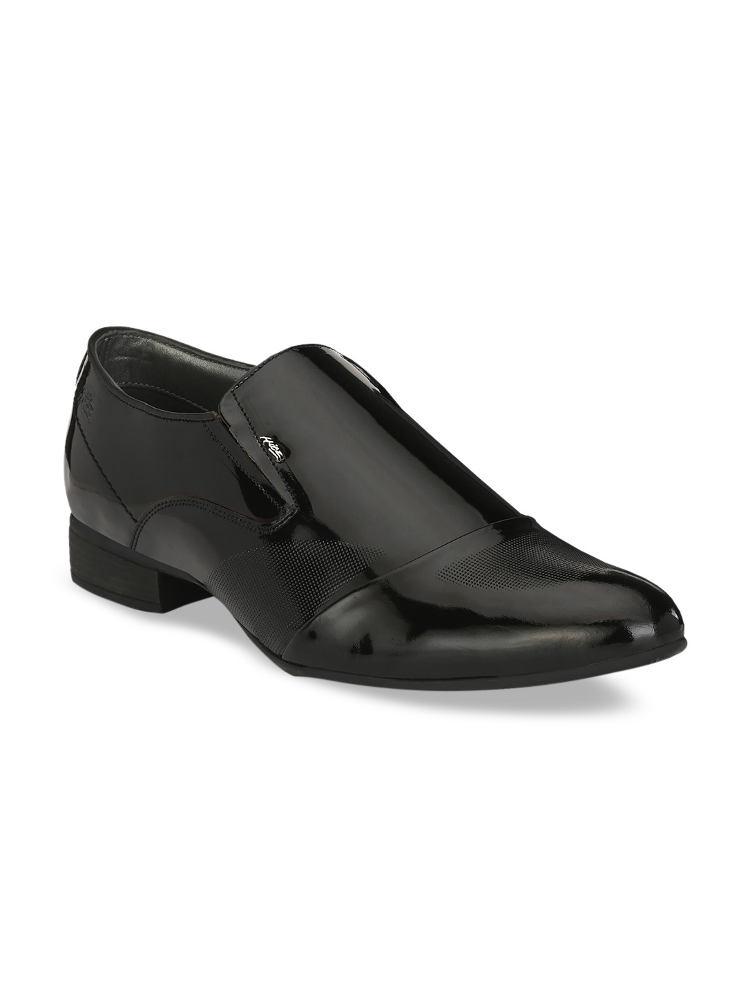 

Hitz Men Black Solid Leather Formal Comfort-Fit Slip-Ons