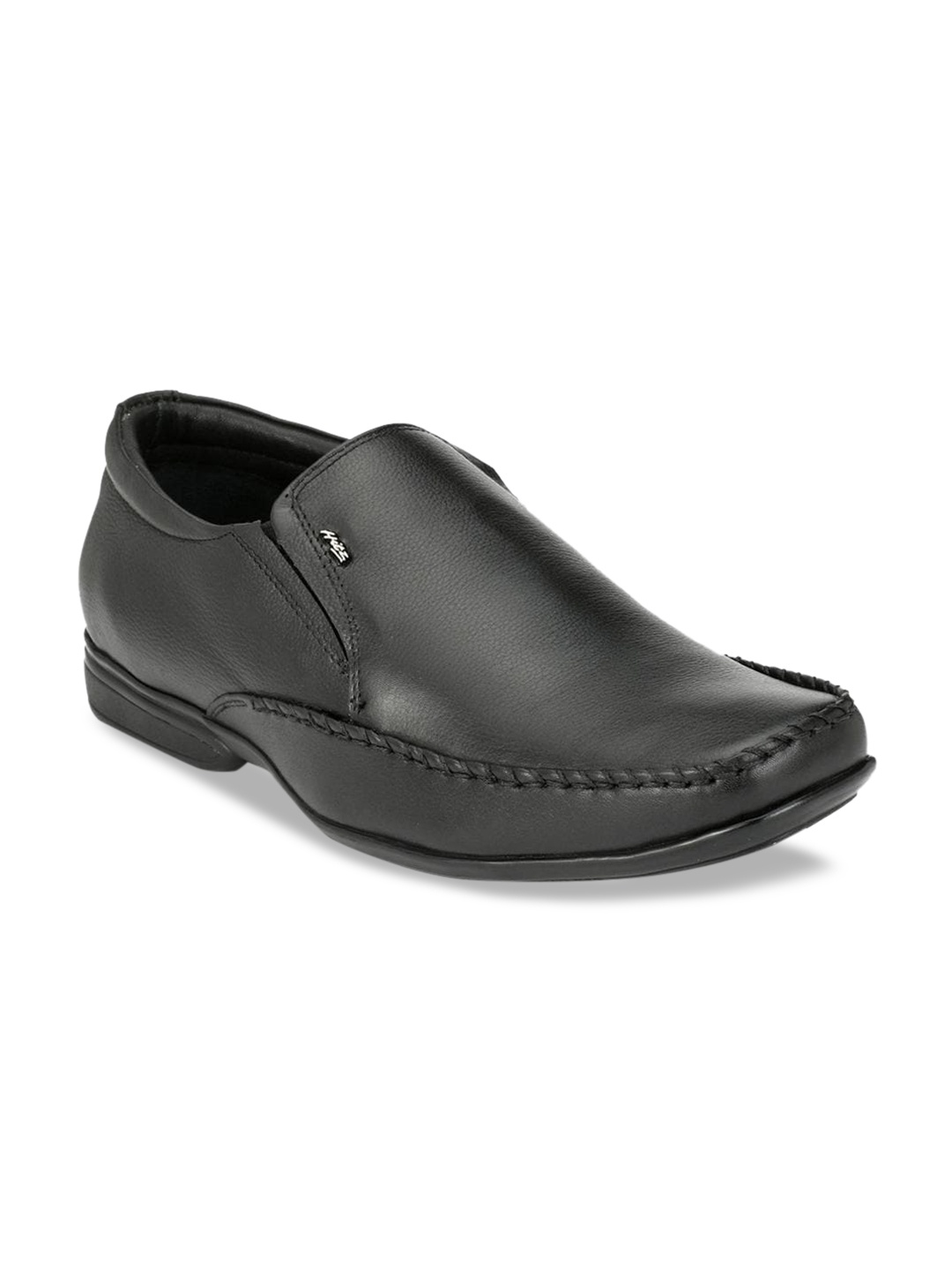 

Hitz Men Black Solid Leather Formal Slip-Ons