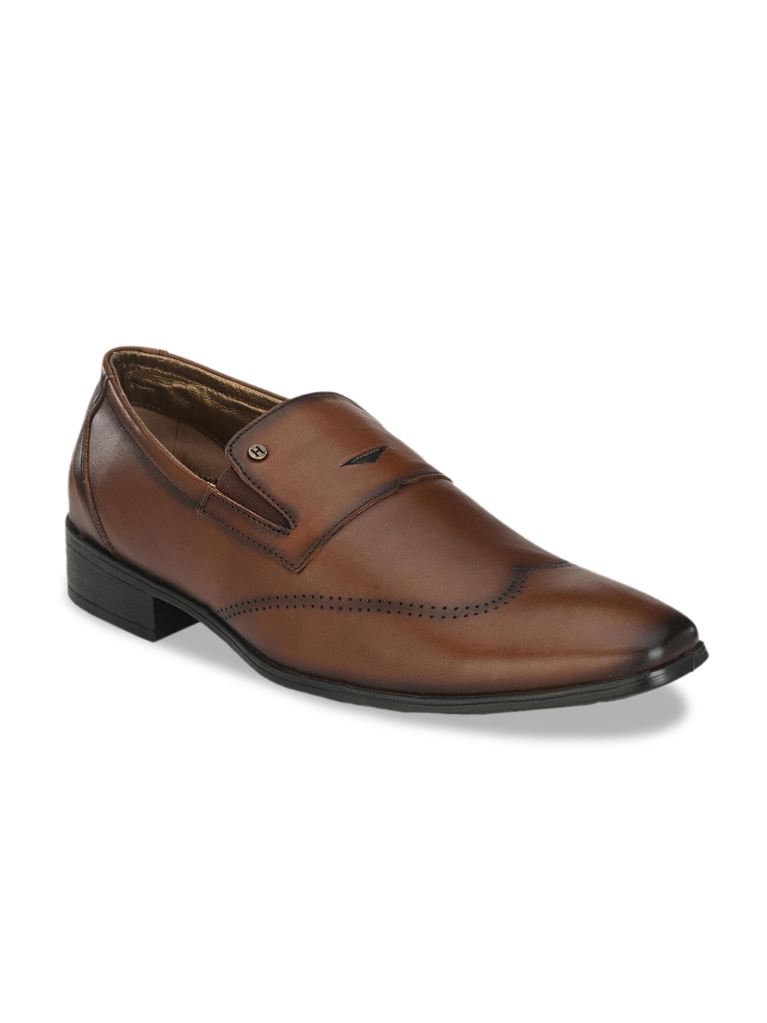 

Hitz Men Brown Solid Leather Formal Slip-Ons