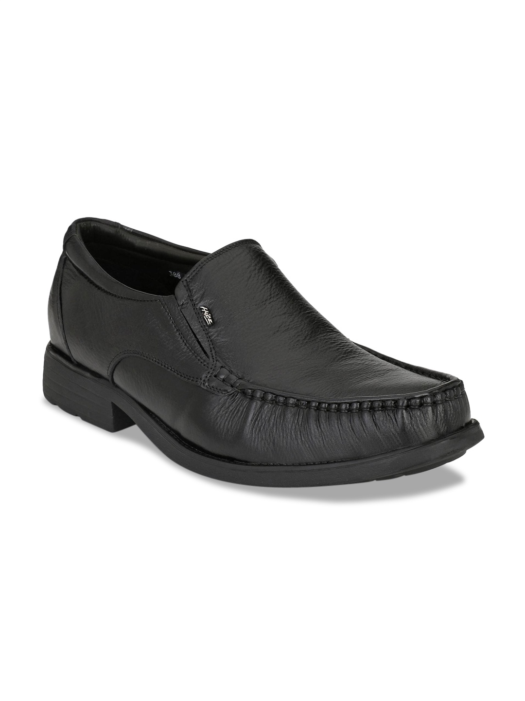 

Hitz Men Black Solid Leather Formal Slip-Ons