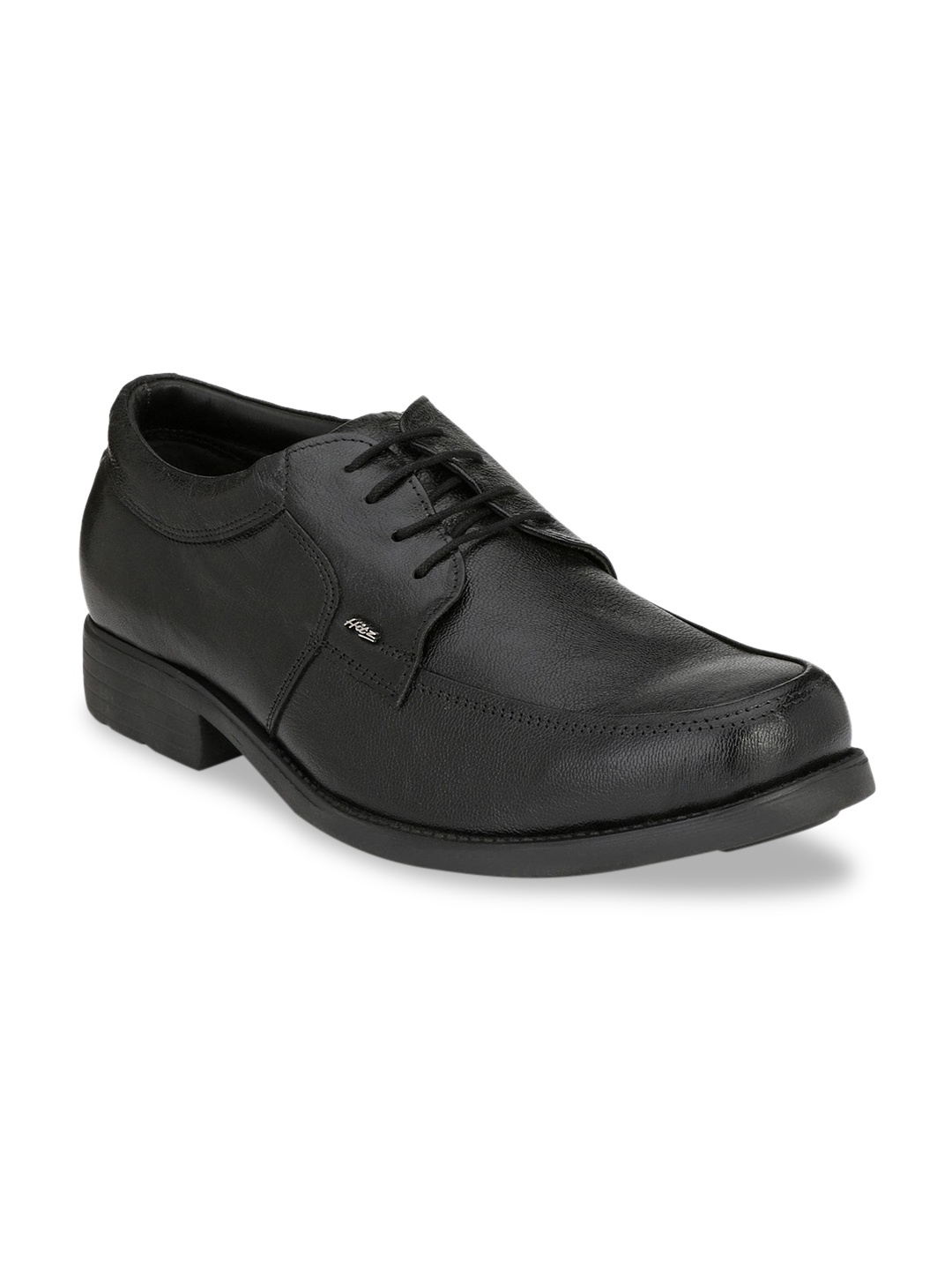 

Hitz Men Black Solid Leather Formal Comfort-Fit Derbys