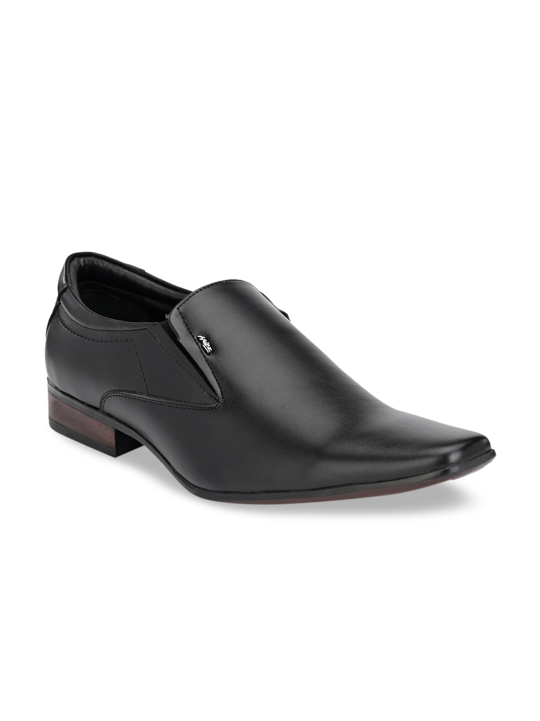 

Hitz Men Black Solid Leather Formal Comfort-Fit Slip-Ons