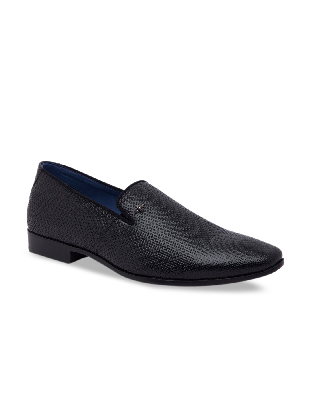 

Regal Men Black Textured Leather Formal Slip-Ons