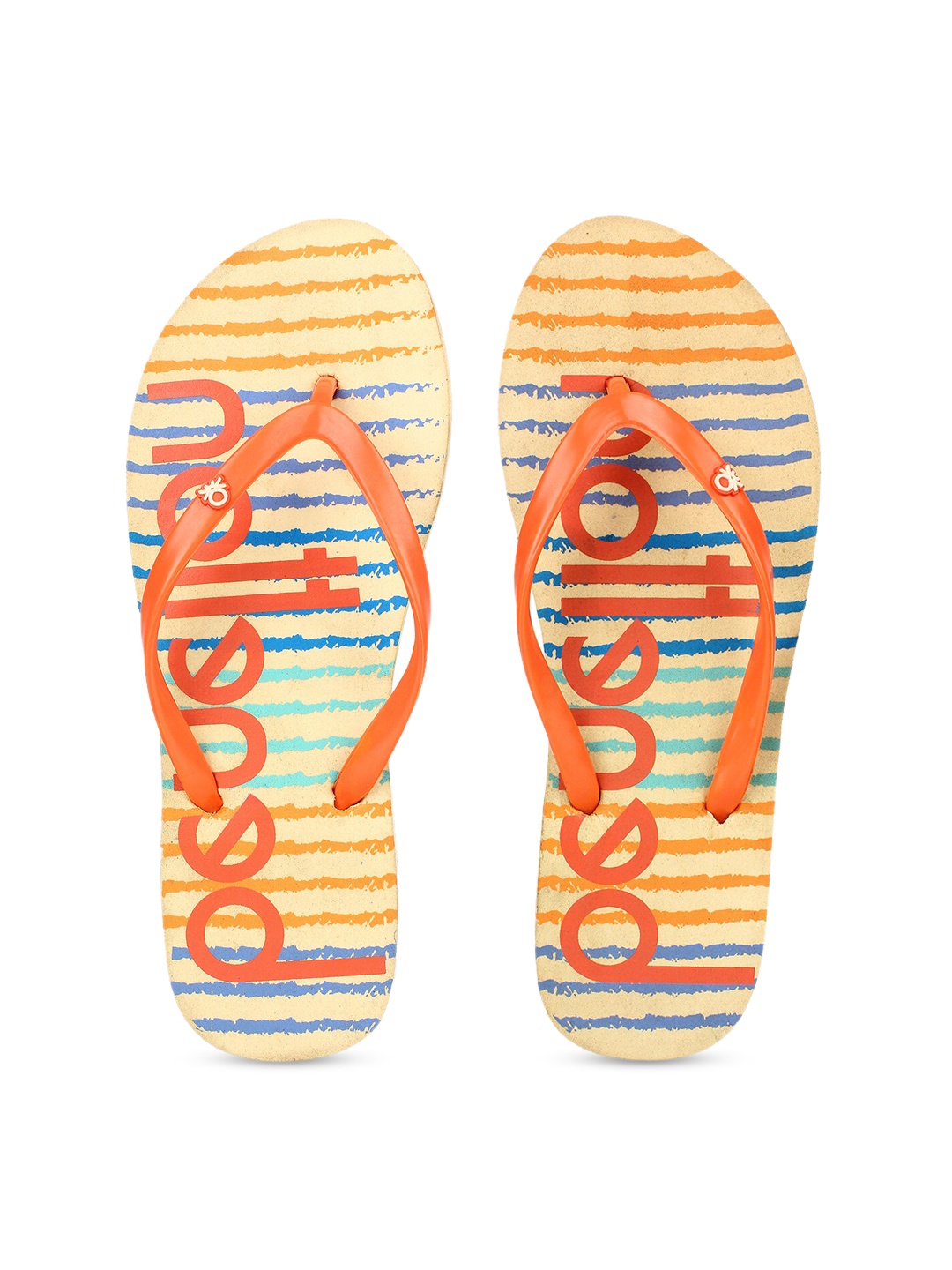 

United Colors of Benetton Women Orange & Yellow Printed Thong Flip-Flops