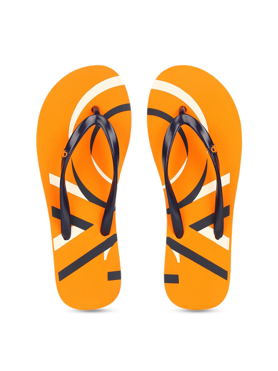 

United Colors of Benetton Women Orange & White Printed Thong Flip-Flops