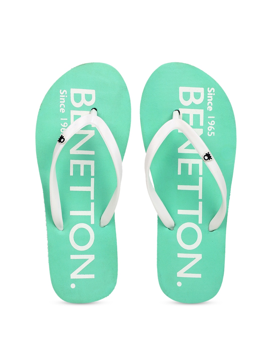 

United Colors of Benetton Women Sea Green & White Printed Thong Flip-Flops