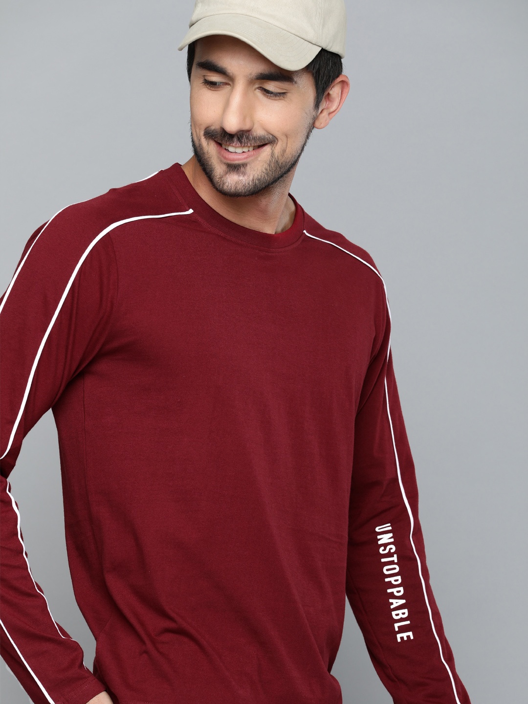 

HERE&NOW Men Maroon Printed Round Neck T-shirt