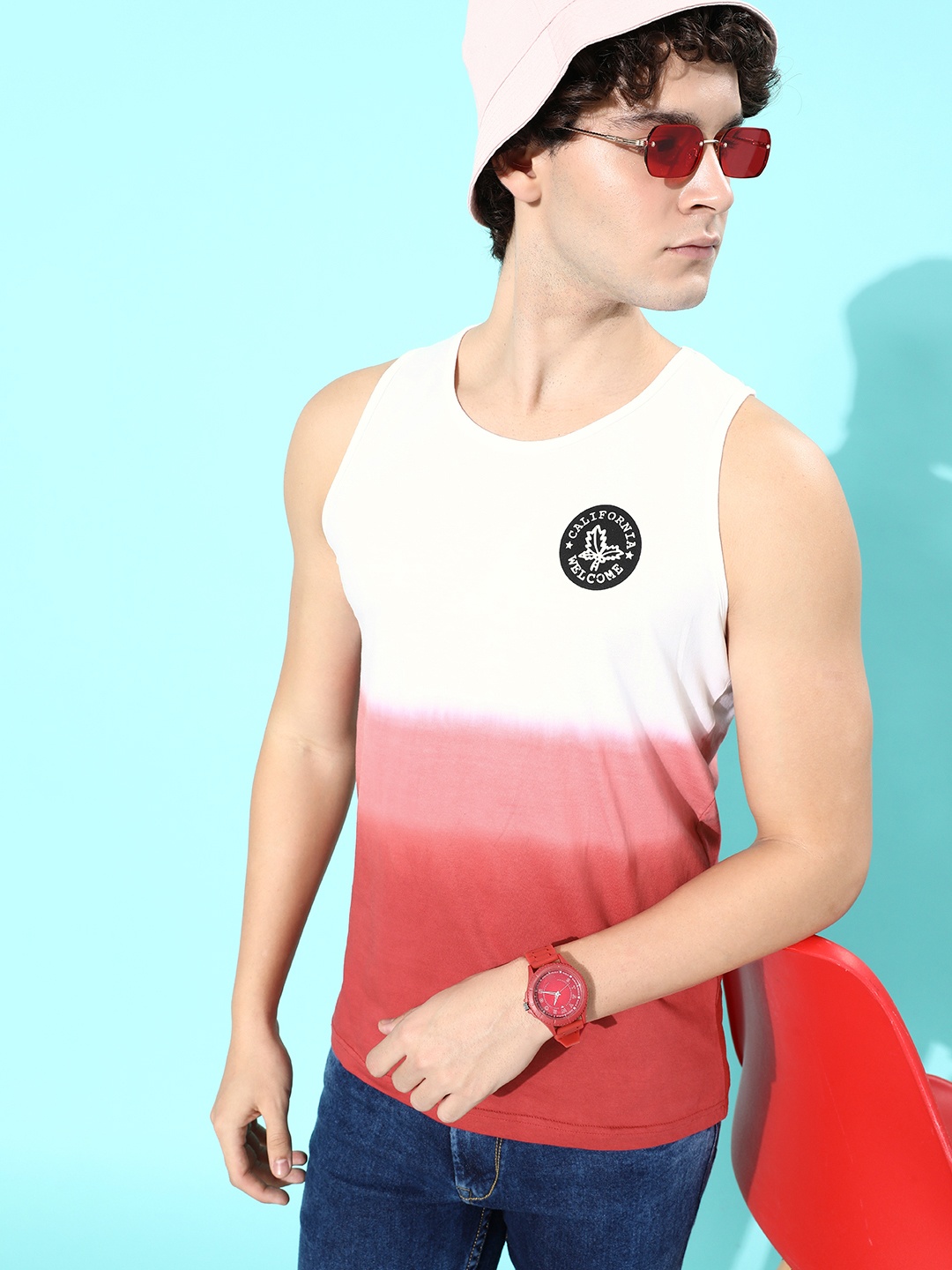 

HERENOW Men Snow White Pure Cotton MCW Love Is In The Air Rest In Vest T-shirt