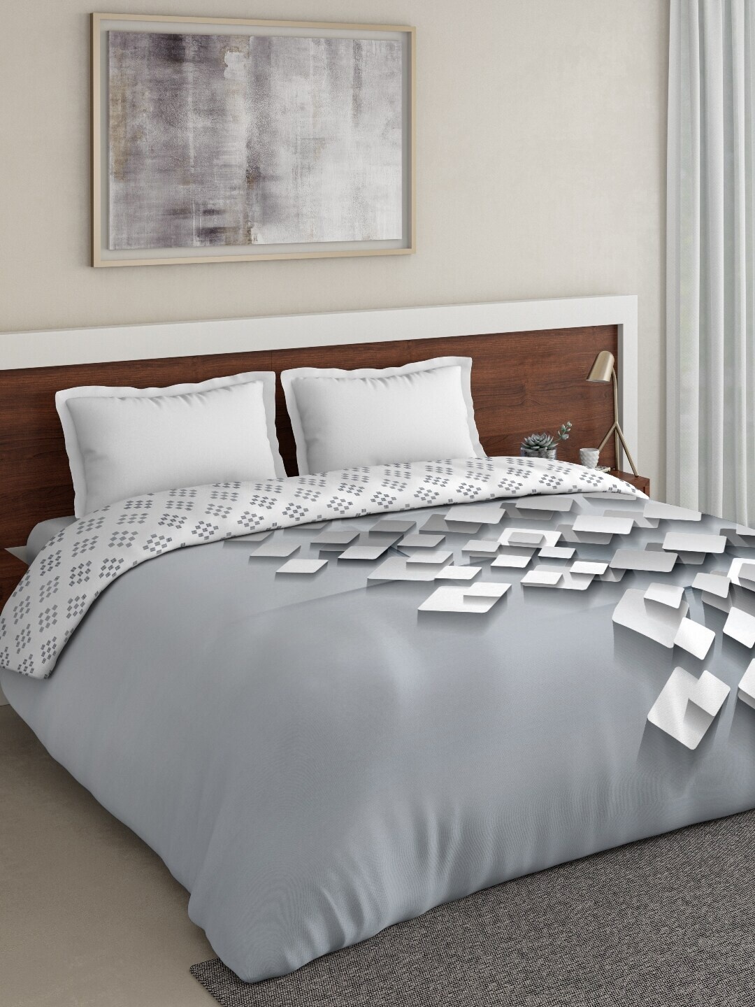 

DDecor Grey Geometric Mild Winter 150 GSM Double Bed Comforter