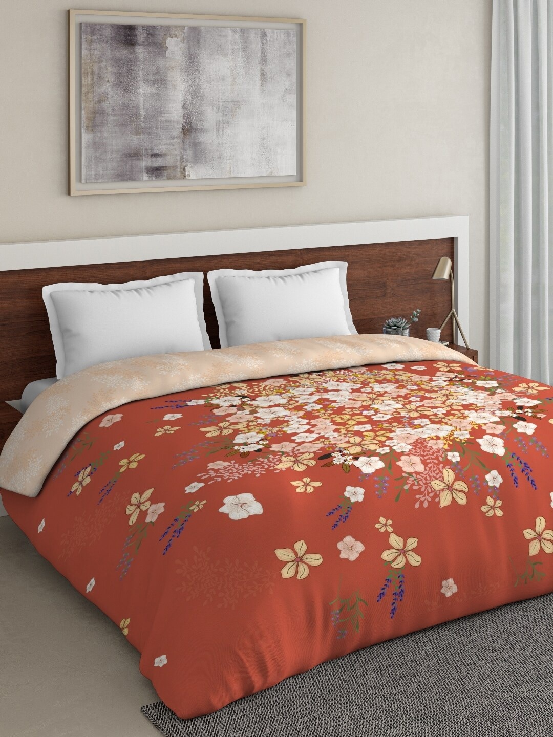 

DDecor Rust & Beige Floral Mild Winter 150 GSM Double Bed Comforter
