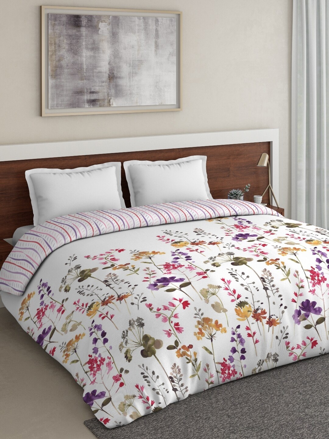 

DDecor White & Pink Floral Mild Winter 150 GSM Double Bed Comforter