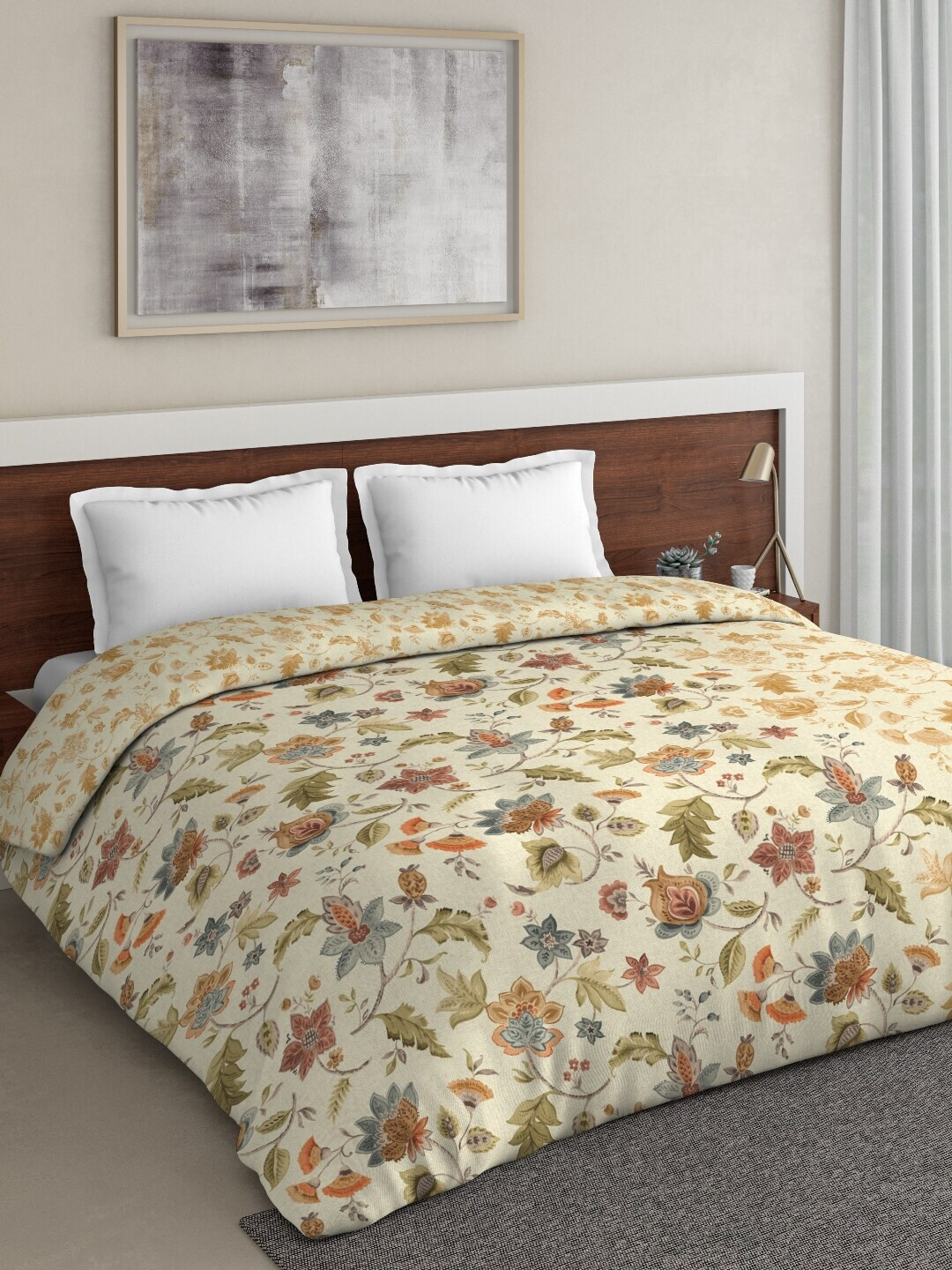 

DDecor Beige Floral Mild Winter 150 GSM Double Bed Comforter