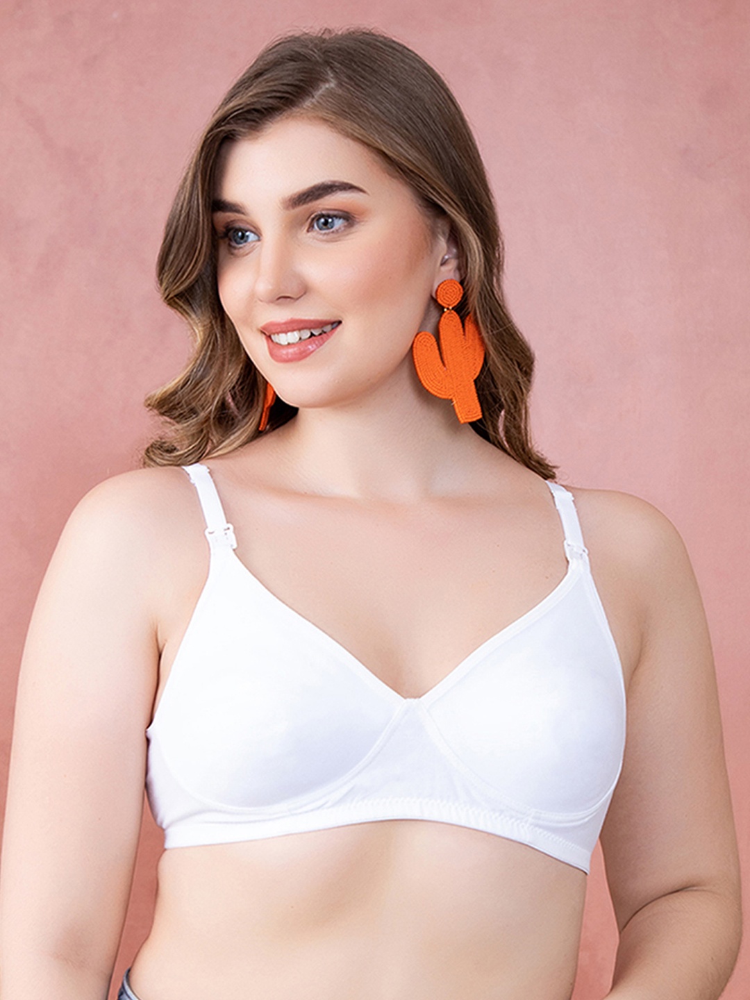 

Clovia White Solid Non-Wired Non Padded Maternity Bra BR1588A1832B