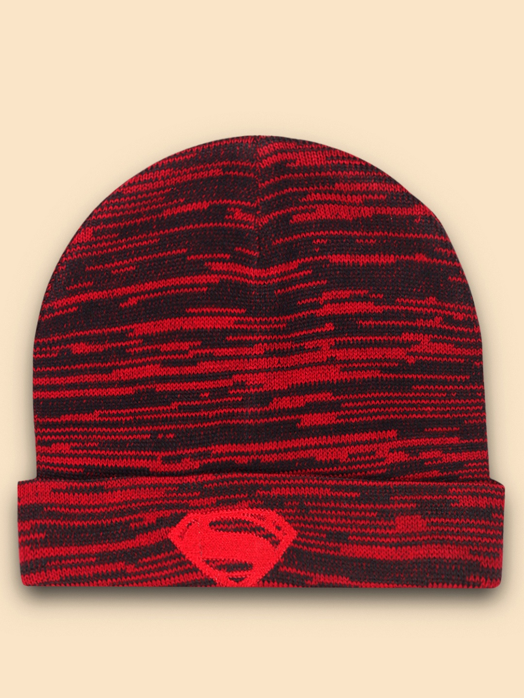 

Free Authority Men Red & Black Superman Self Design Beanie