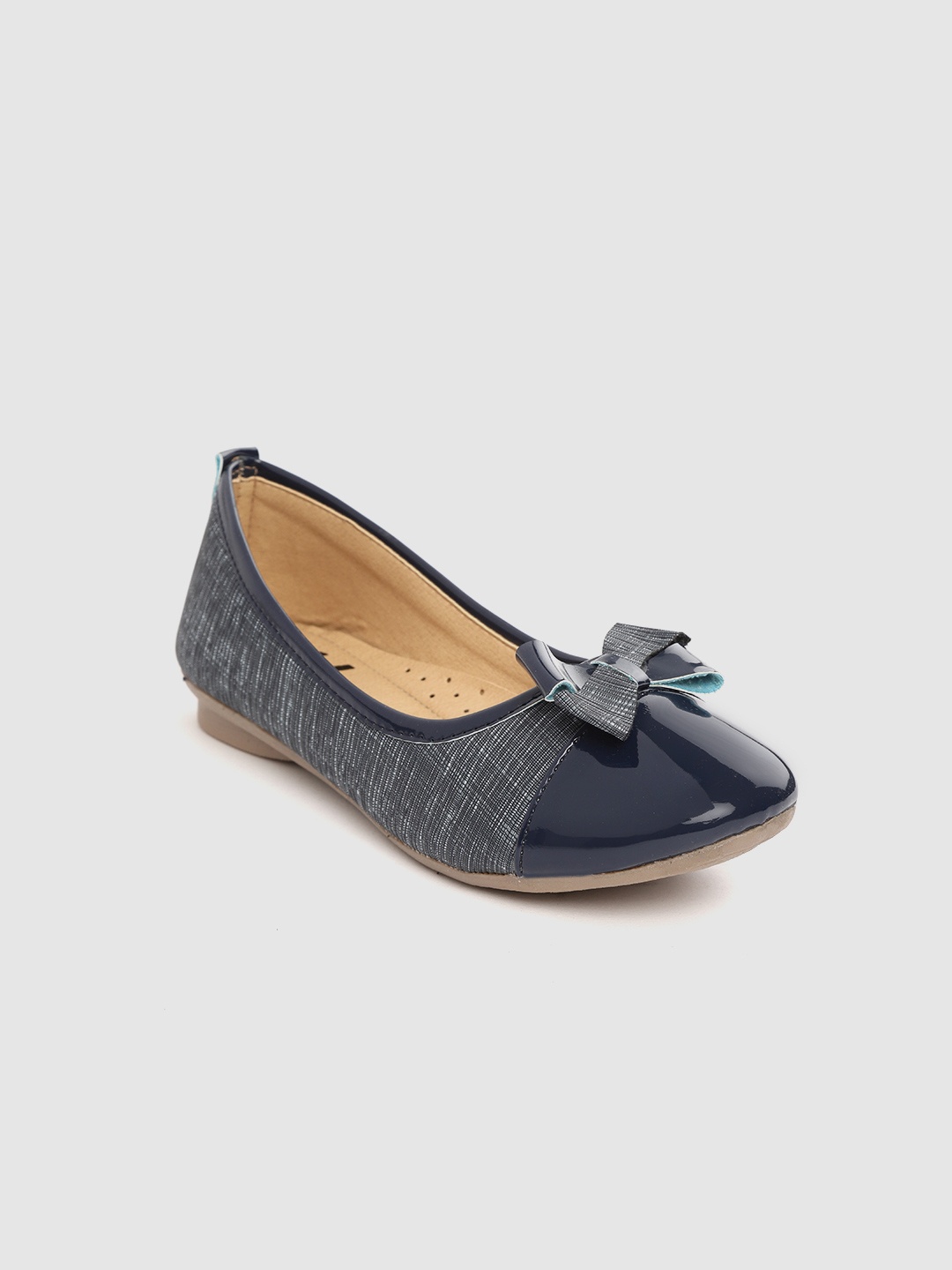 

YK Girls Navy Blue Textured Ballerinas with Bow Detail