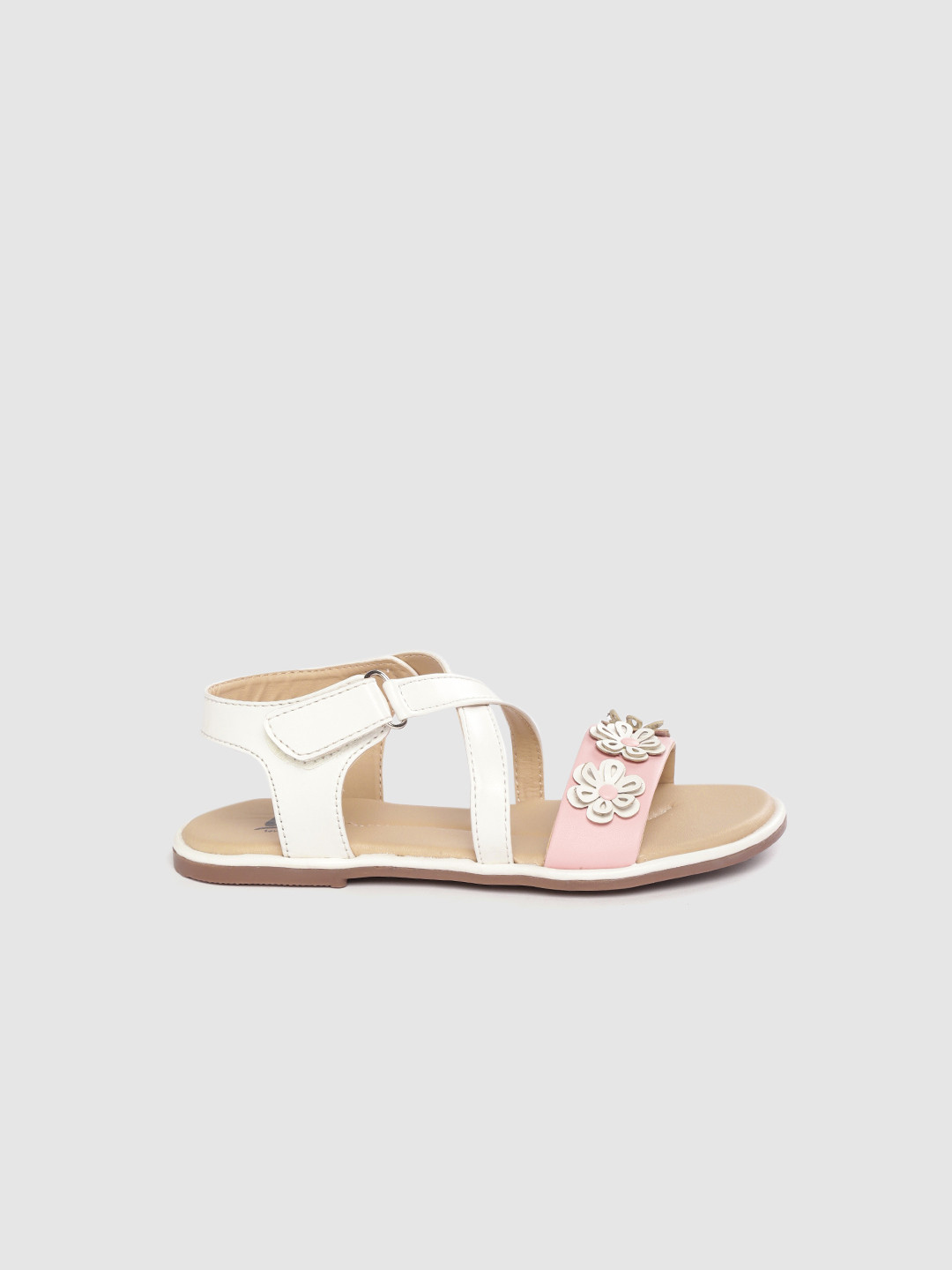 

YK Girls Pink & White Applique Detail Open Toe Flats