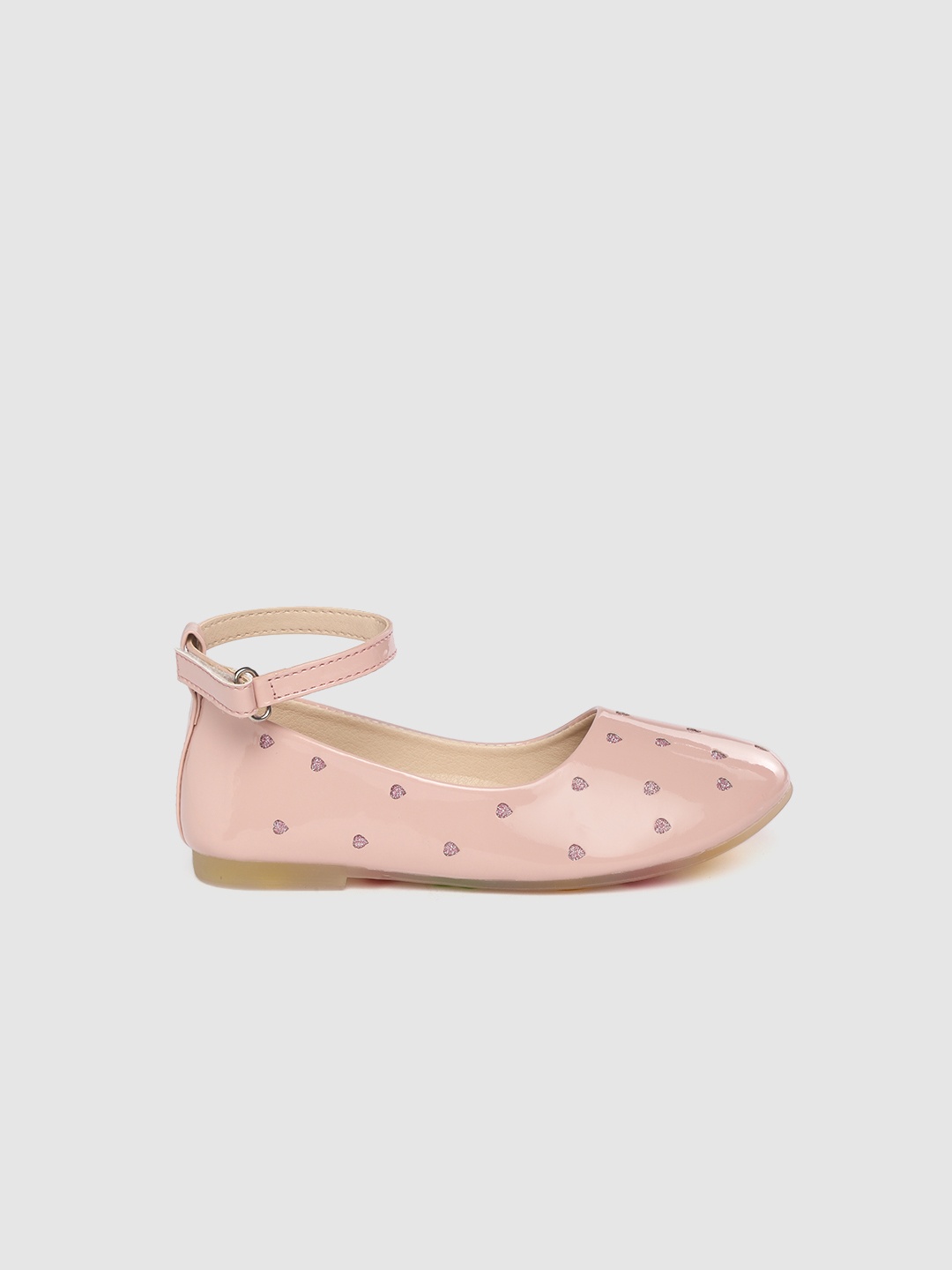 

YK Girls Peach-Coloured Heart Shaped Textured Mid-Top Ballerinas