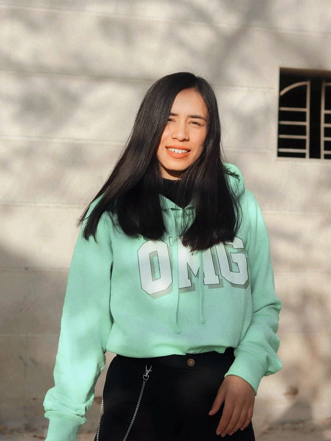 

Tokyo Talkies Women Mint Green & White Printed Hooded Sweatshirt