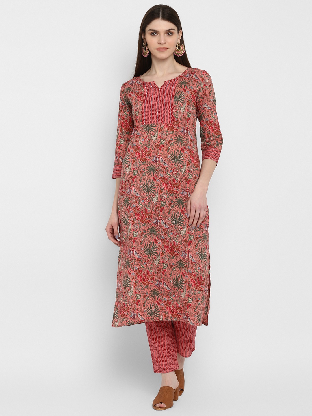 

Vbuyz Women Pink Printed Kurta with Trousers