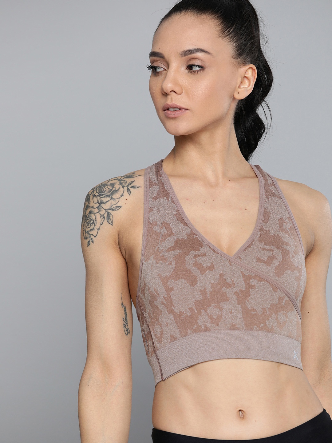 

HRX by Hrithik Roshan Brown Non-Wired Removable Padding Yoga Bra HRX-AW20-SK-3705-A