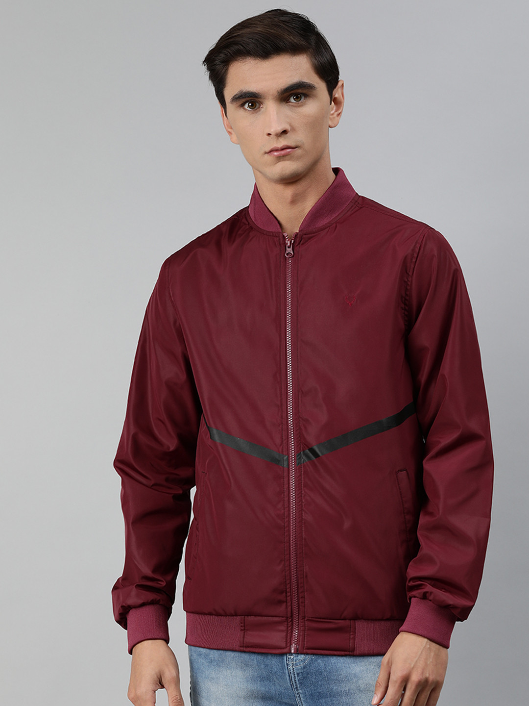 

Allen Solly Sport Men Maroon Solid Bomber