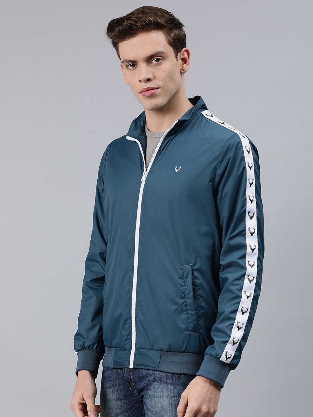 

Allen Solly Men Blue Solid Bomber